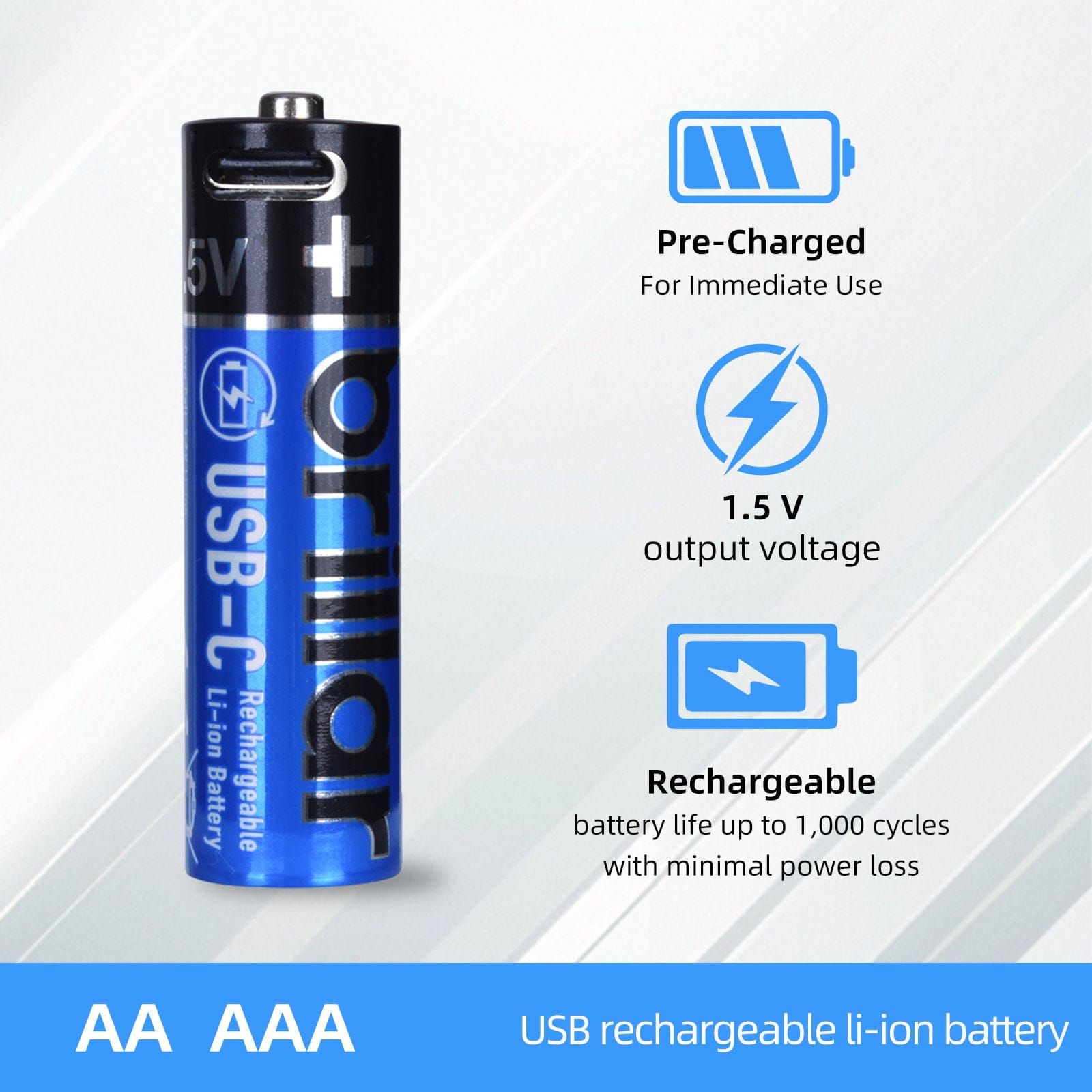 Living Today 2 PCS AAA USB Rechargeable LI-ION Battery