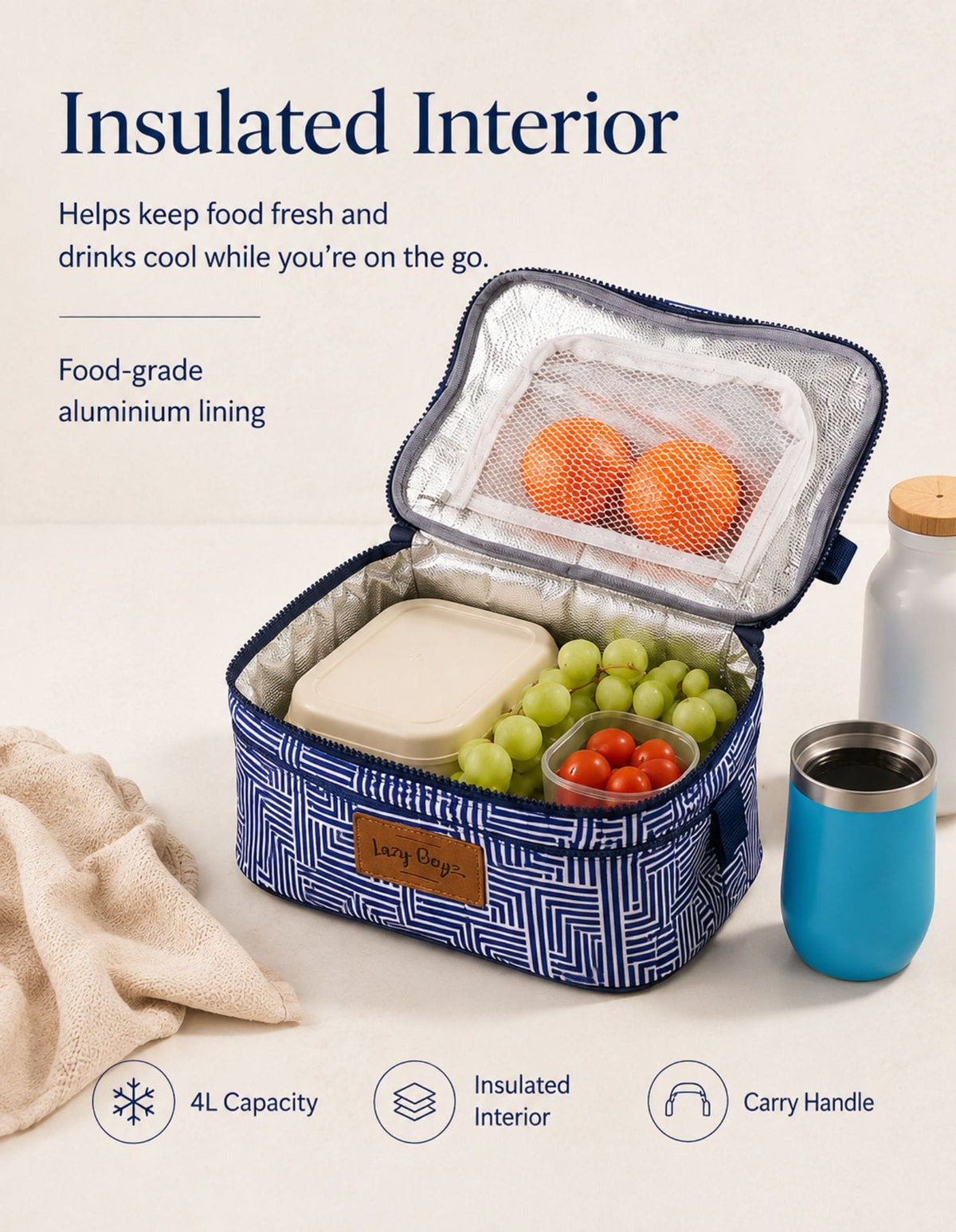 Lazy Dayz Picnic Lazy Dayz Insulated Deluxe Lunch Cooler - Makena