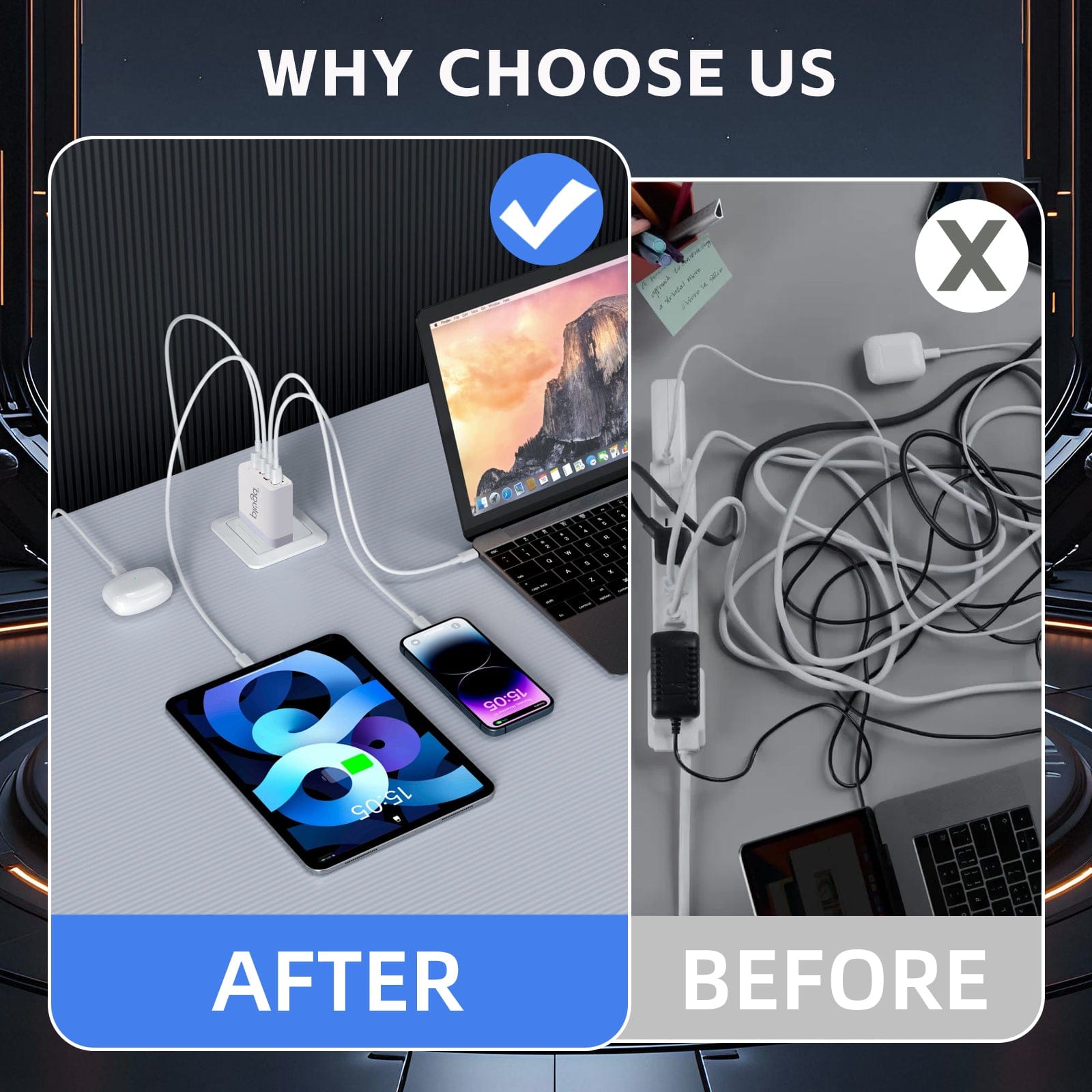 plugd USB charger 4 PORT  WALL CHARGER USB C+USB A