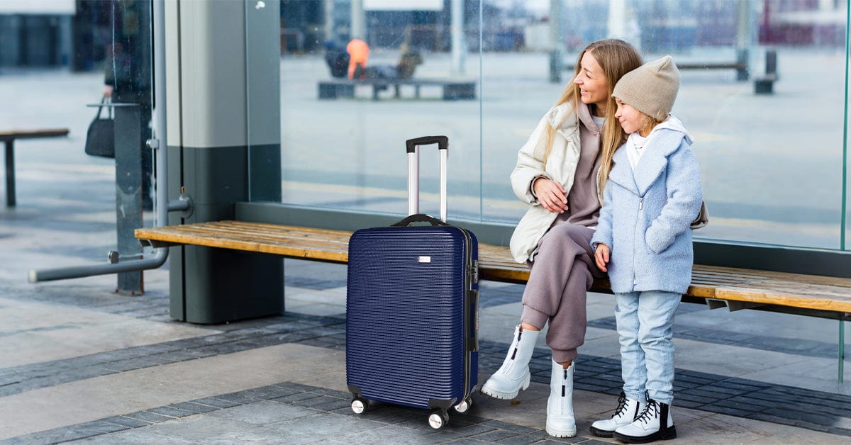 Flightmode 20" Digital Weighing Scale and USB Charging Port Lightweight Carry-on Luggage Suitcase Blue