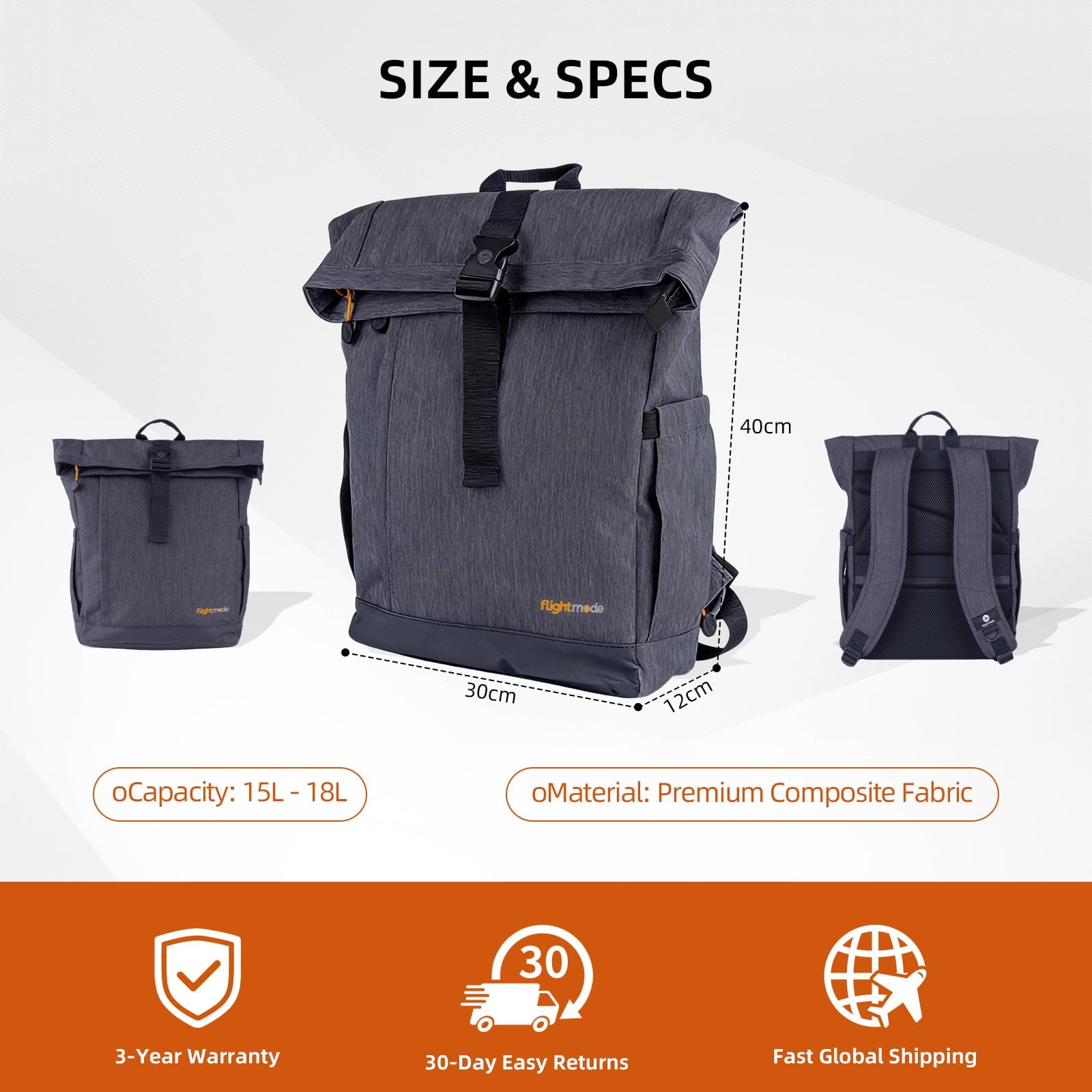 Flightmode Bags and Luggage Flightmode Day Tripper Backpack - Charcoal