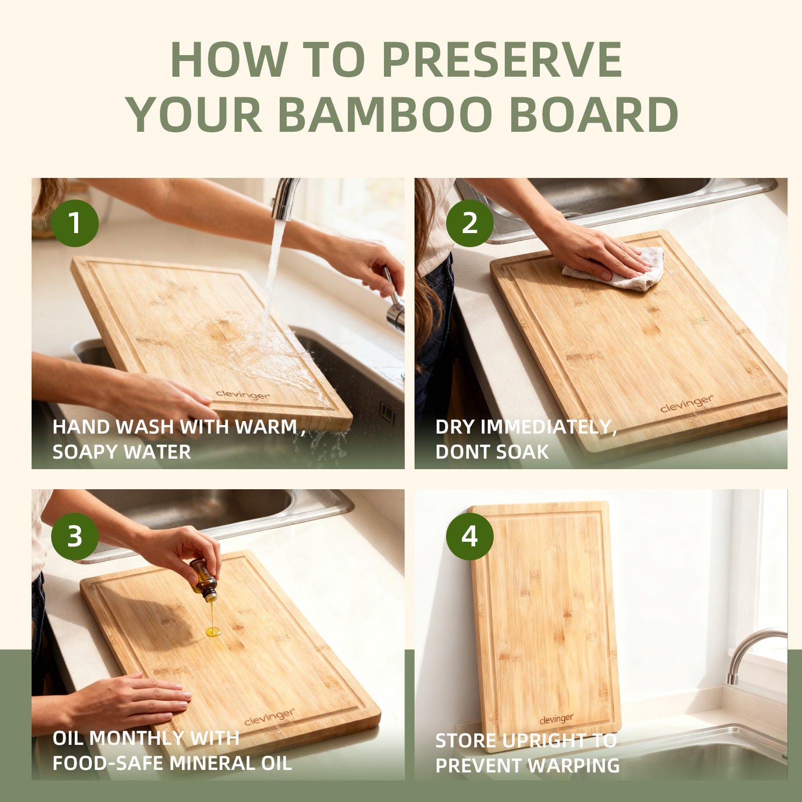 Clevinger 3 Pcs Bamboo Cutting Board