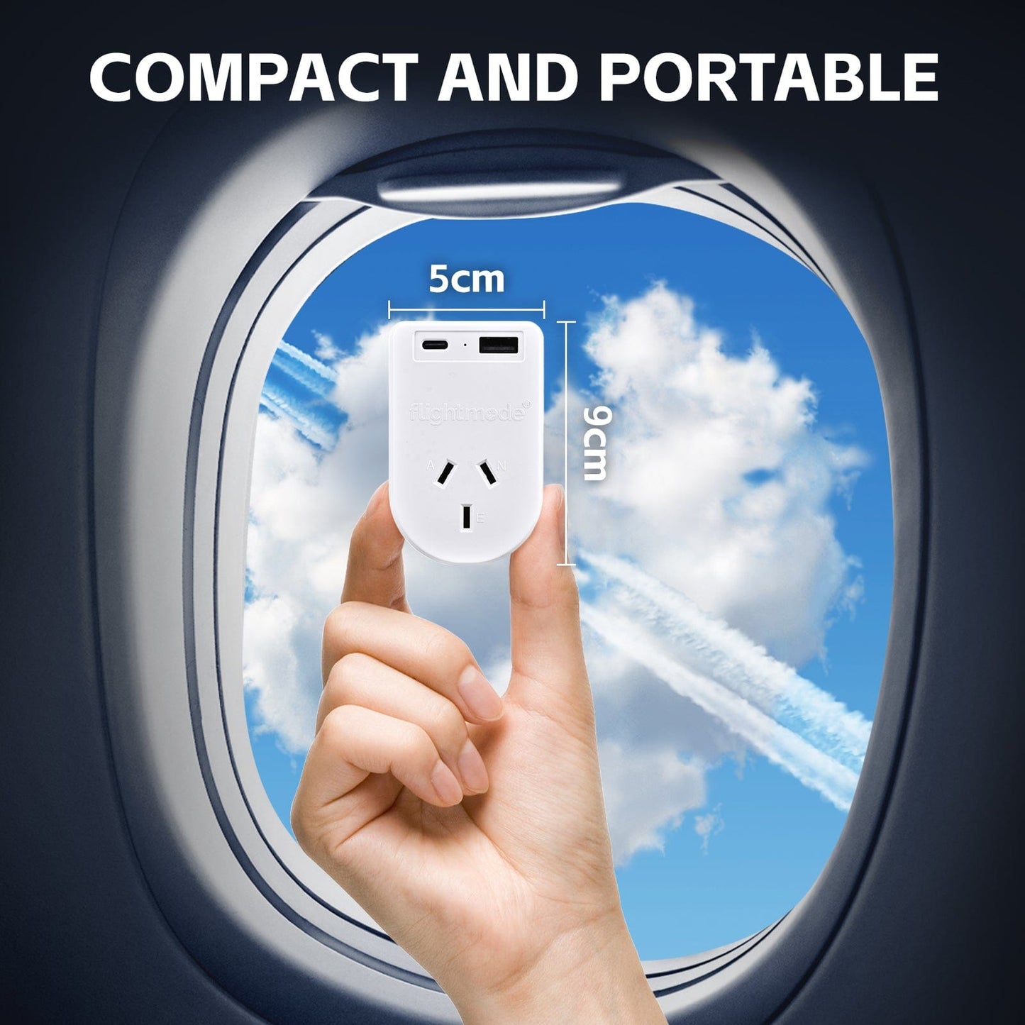 Flightmode travel adptor Flightmode Outbound AU/NZ to USA/CANADA Travel Adaptor with USB Type C & A