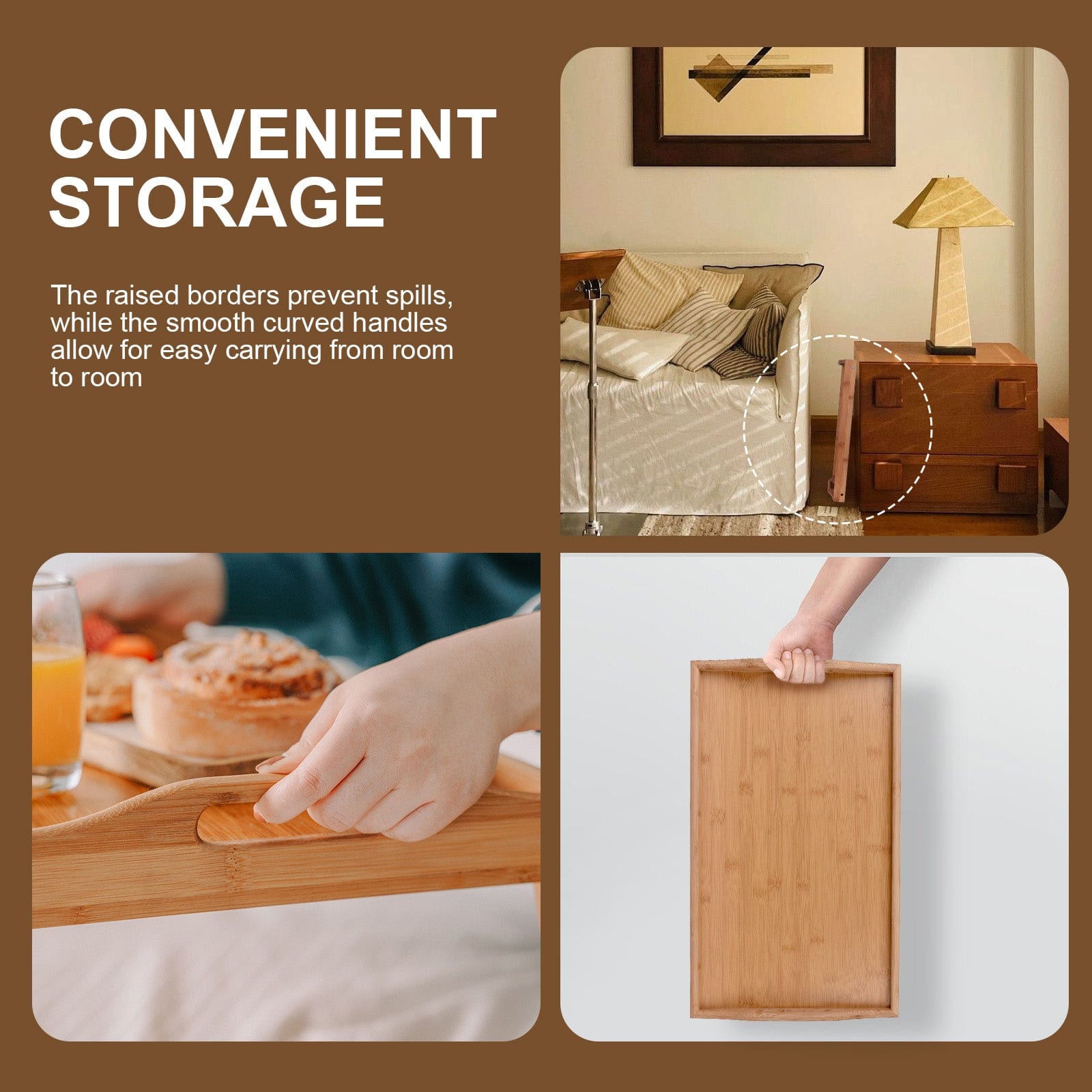 Living Today Homewares Foldable Bamboo Bed Tray / Breakfast Serving Table