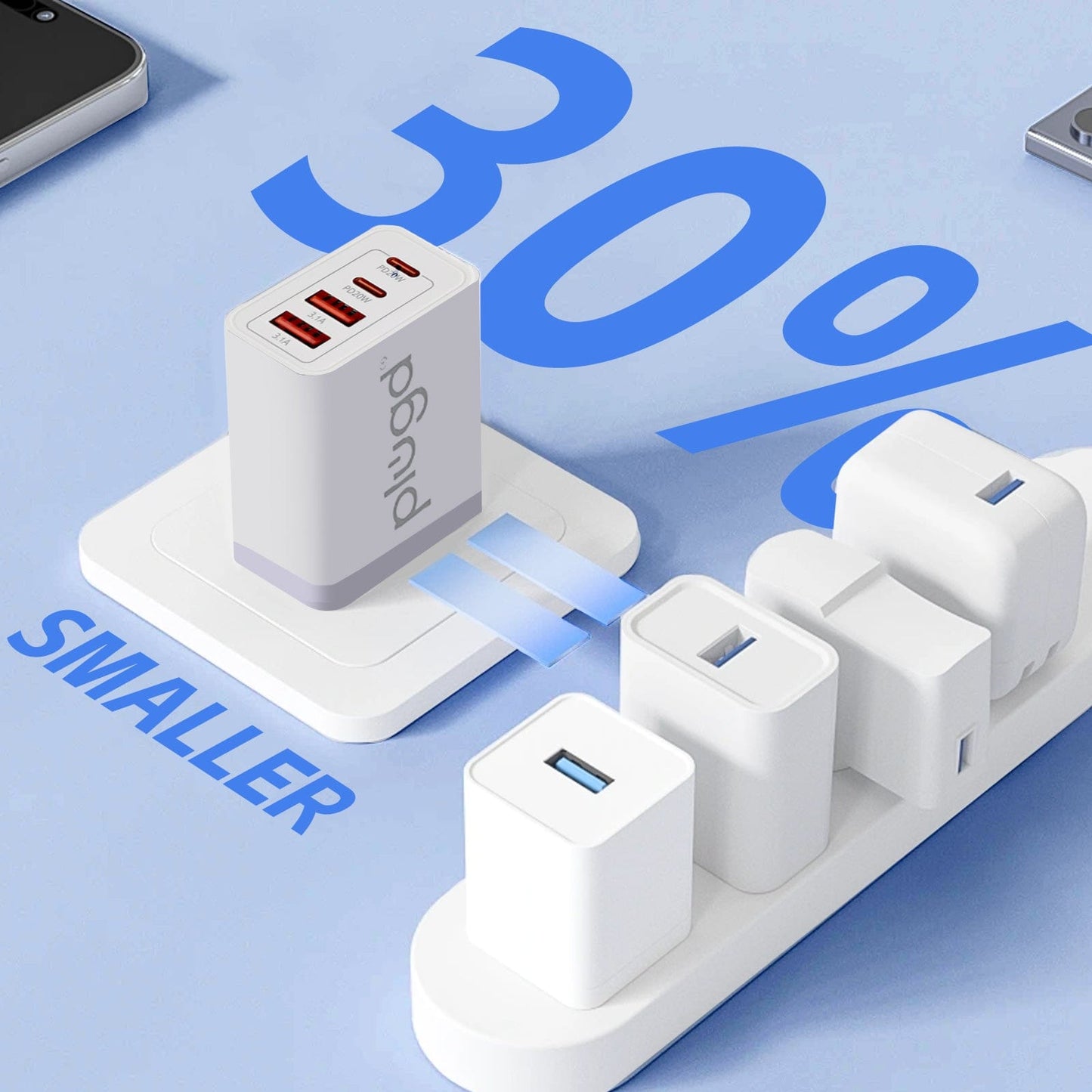 plugd USB charger 4 PORT  WALL CHARGER USB C+USB A