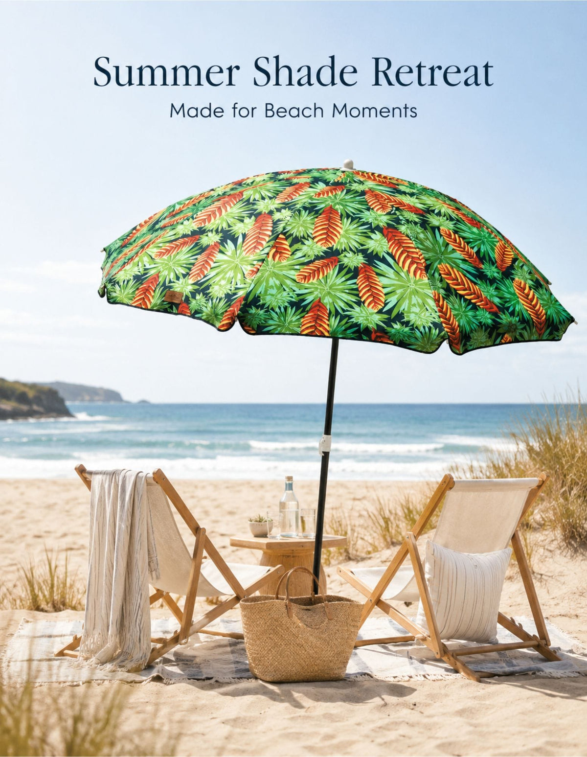 Lazy Dayz Beach Accessories Lazy Dayz 1.8m Tiltable Beach Umbrella with Carry Bag - Mossman