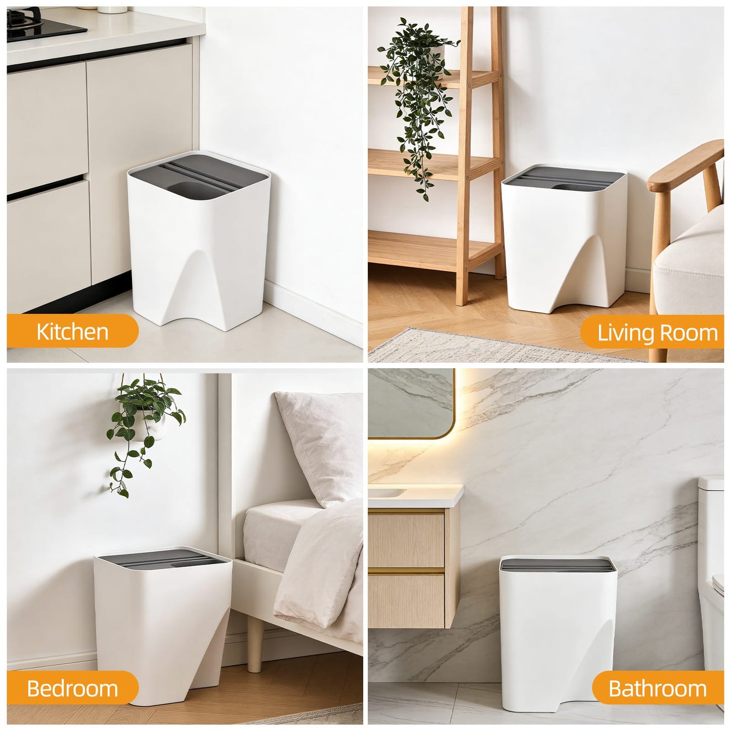 Living Today kitchenware 18L Stackable Plastic Kitchen Trash Bin Household Classification Storage Box