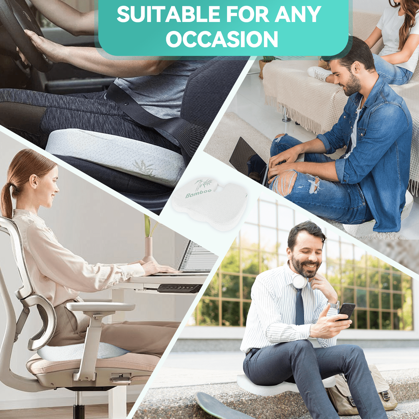 Living Today Homewares Memory Foam Lumbar Back Support Cushion Seat Set