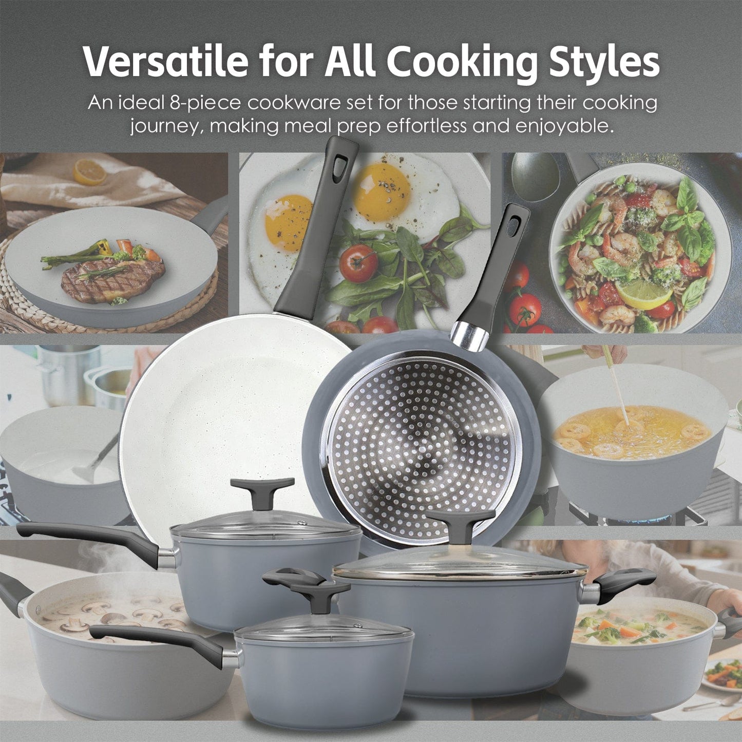 Clevinger 8 Pcs Clevinger Non-Stick Cookware Set