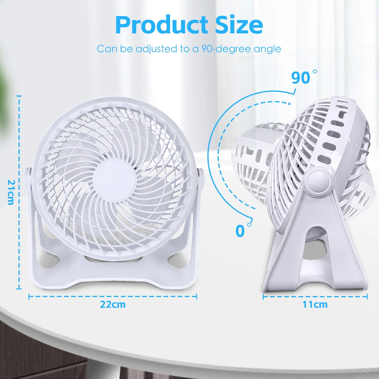 Living Today USB Powered Desk Fan – Portable 2-Speed Adjustable Angle Cooling Fan (White)