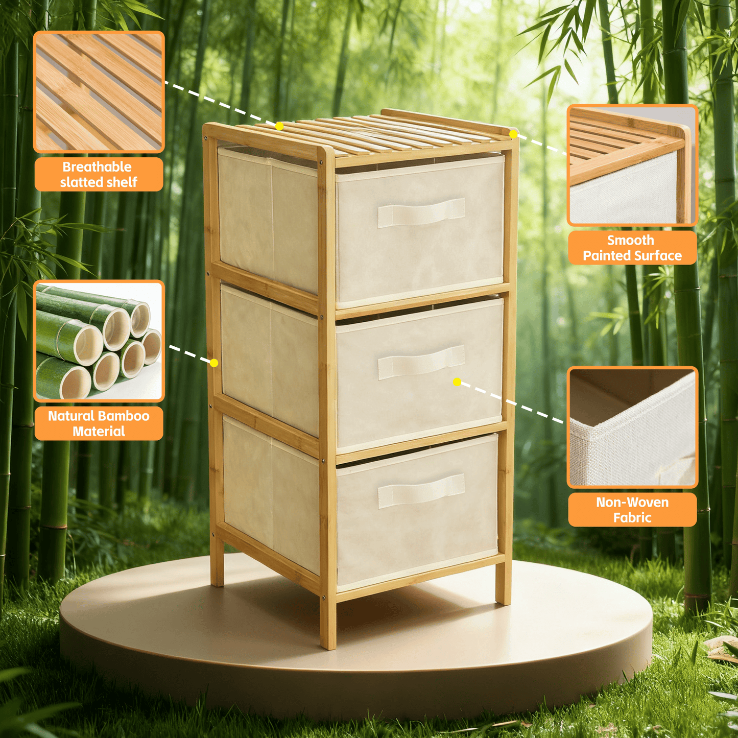 Clevinger 3 Drawer Bammboo Storage Chest