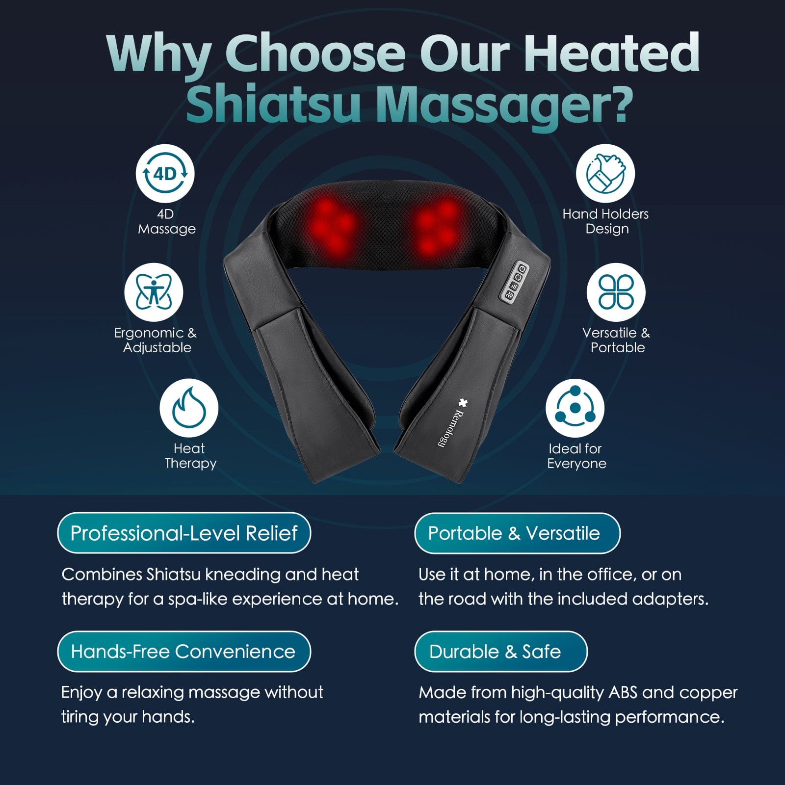 Remology personal care Heated Shiatsu Neck and Shoulder Massager