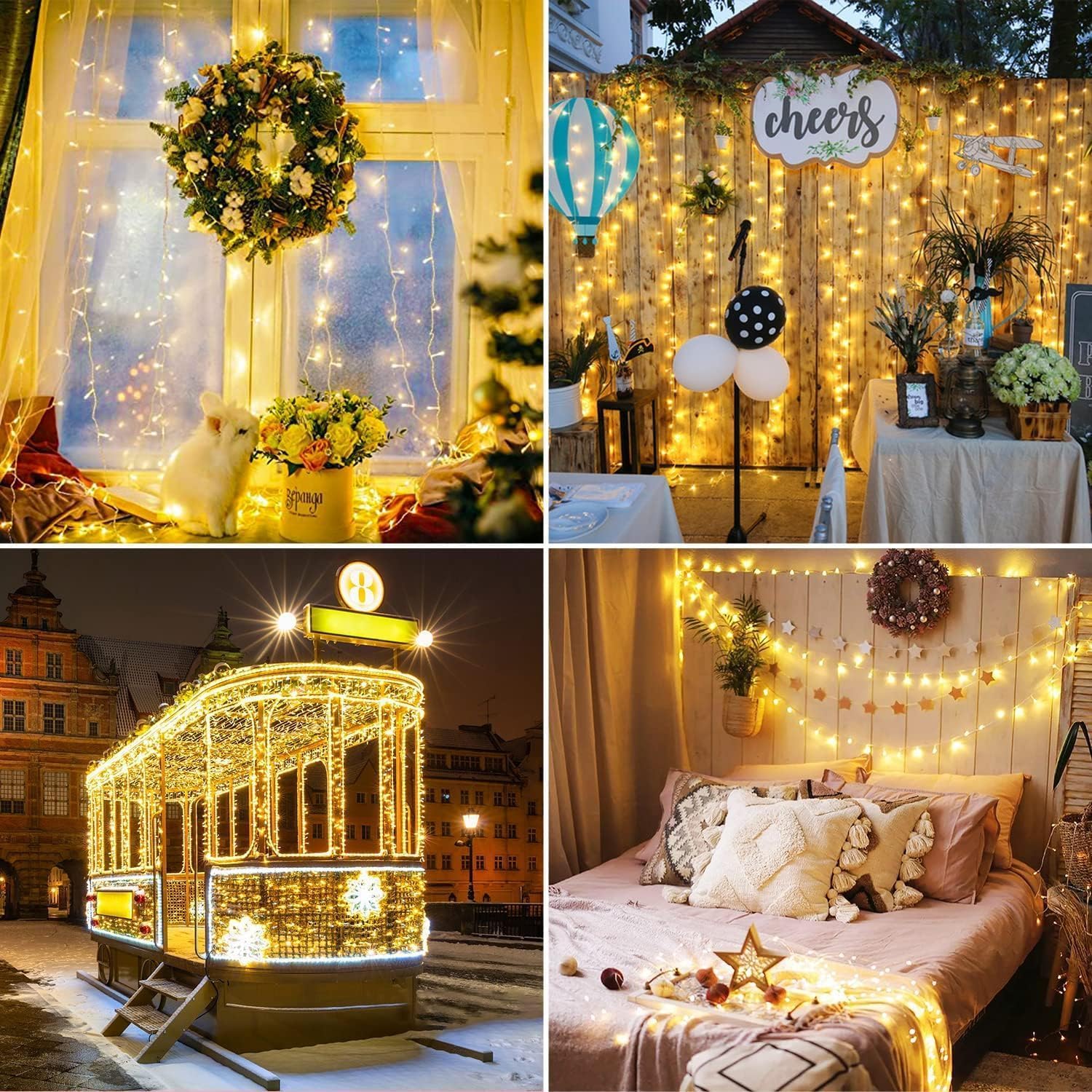 Living Today Inflatable Party Decorations 500 Low Voltage LED Fairy Lights 8 Function Memory Hold Multicolor Christmas Decoration Warm White