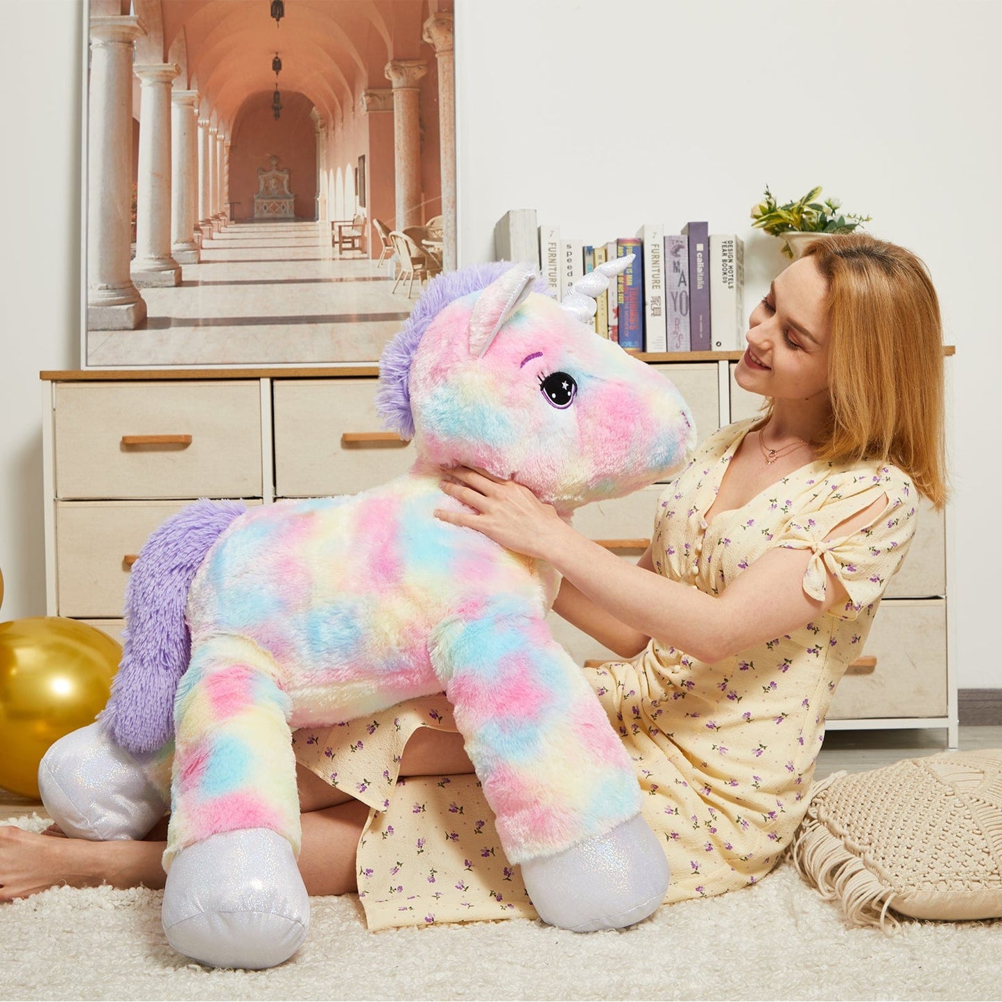 Fandcy Toys & Games 105cm Jumbo Lying Unicorn Soft Plush Toy