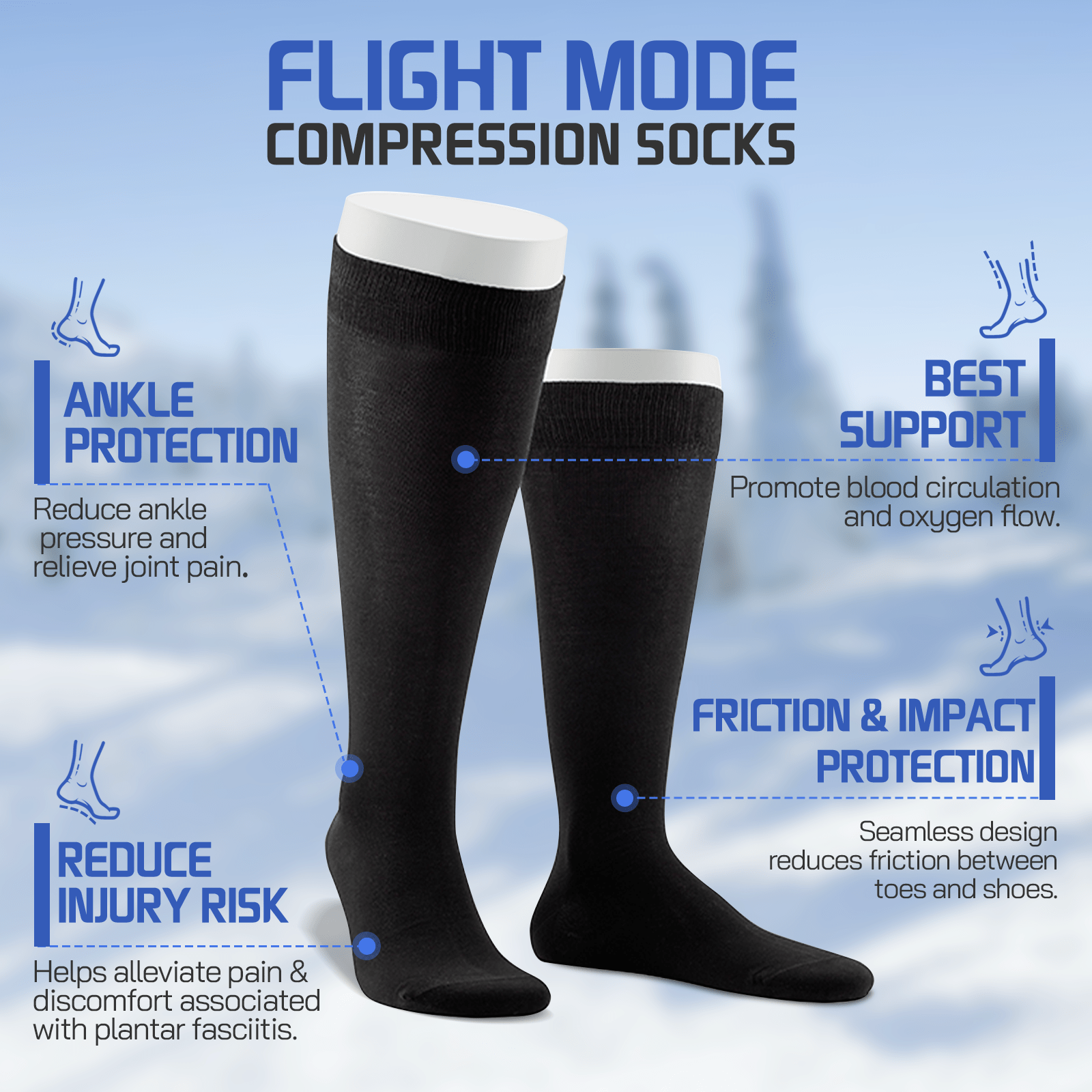 Flightmode L Travel Anti-Fatigue Flight Compression Socks - L