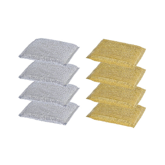 Spiffy cleaning sponge 8PK Non Scratch Mesh Sponge Metallic Silver and Gold