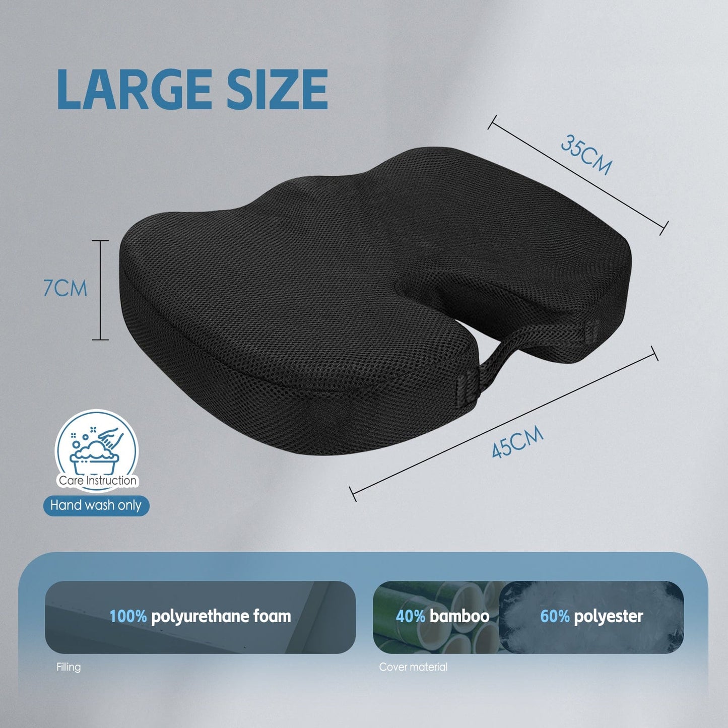 Living Today Pillows 2 Pcs Memory Foam Car Office Seat Cushion with Black Cover