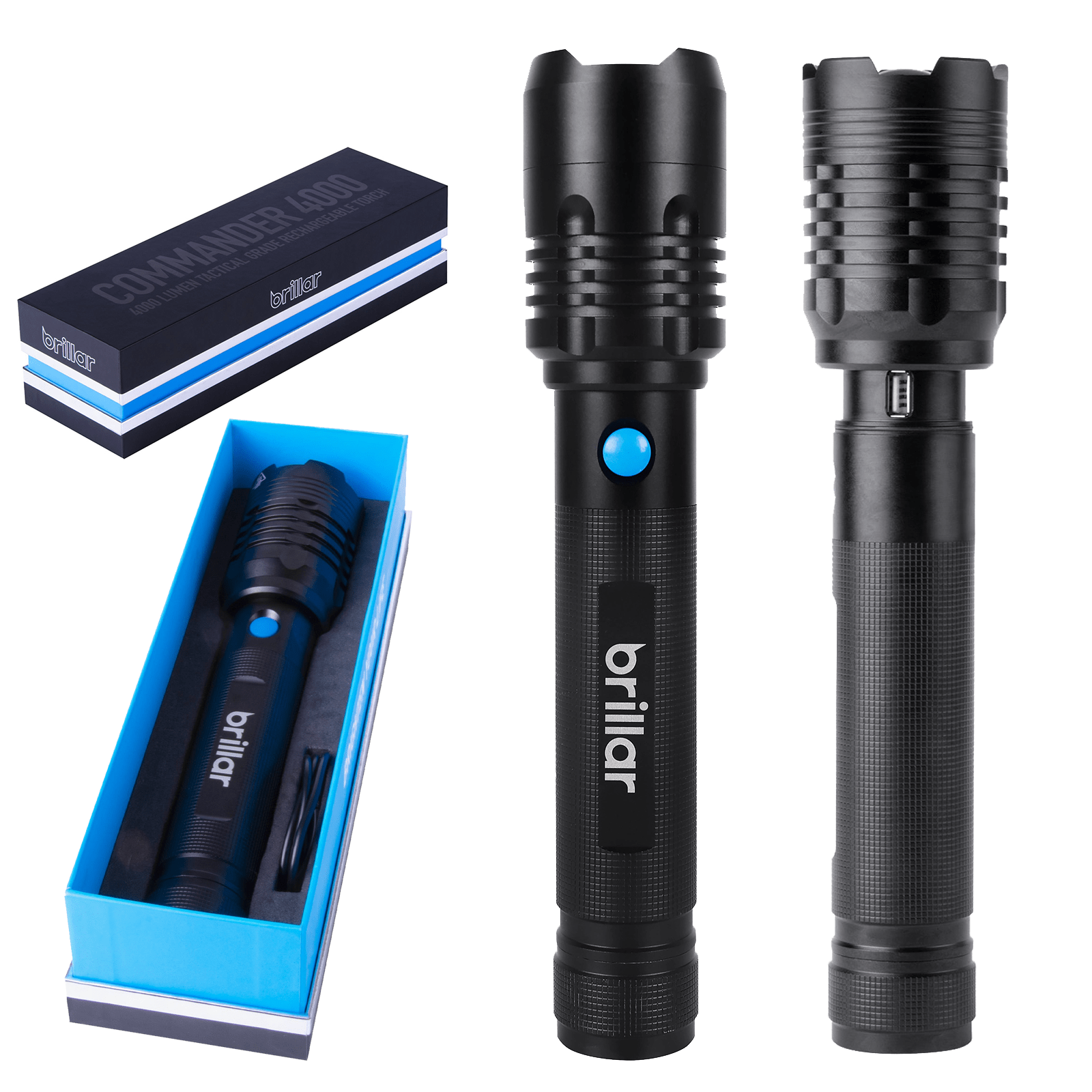 Brillar Flashlights Brillar Commander - 4000 Lumen USB Rechargeable Torch