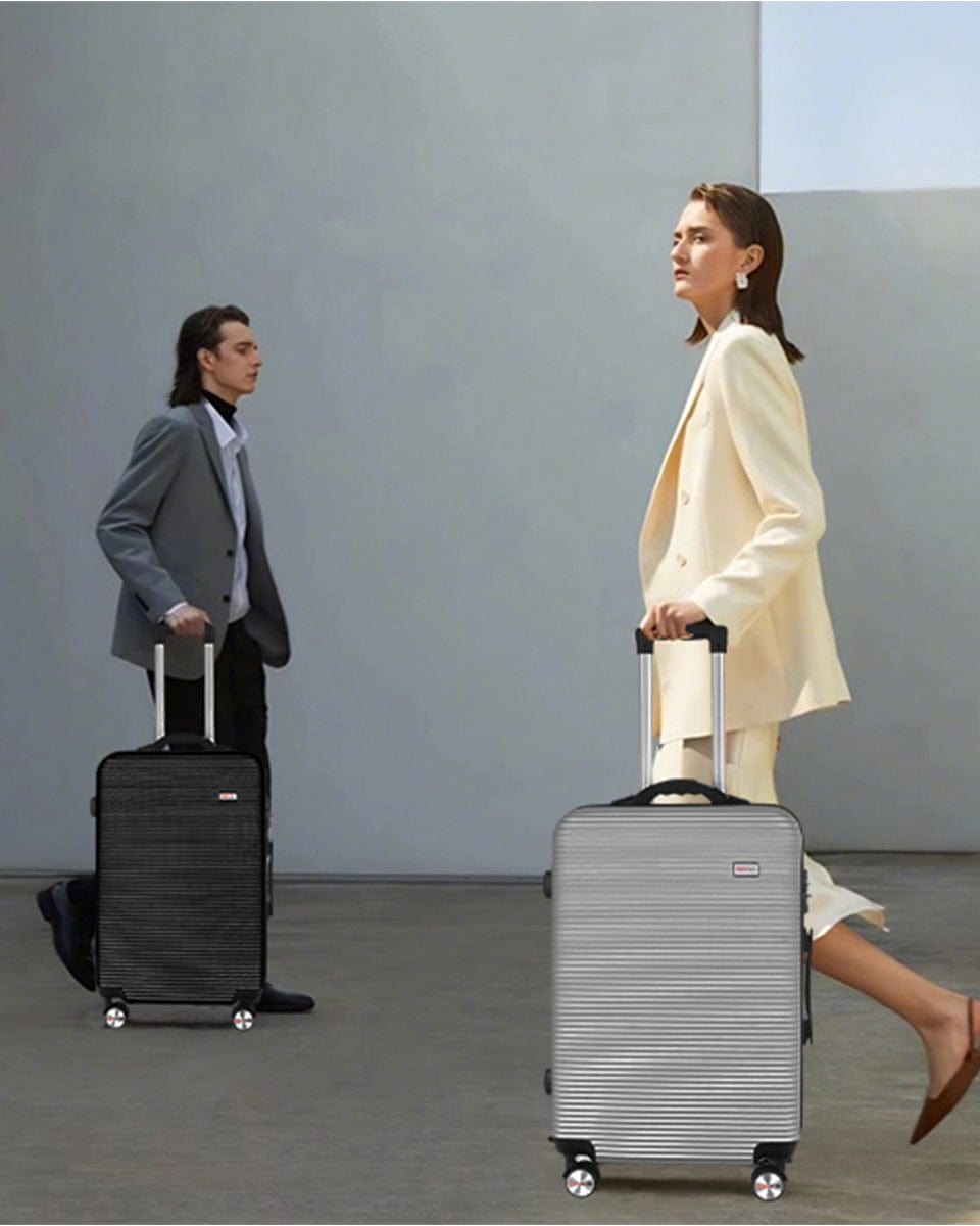 Flightmode 24" Digital Weighing Scale and USB Charging Port Lightweight Luggage Suitcase Silver Black
