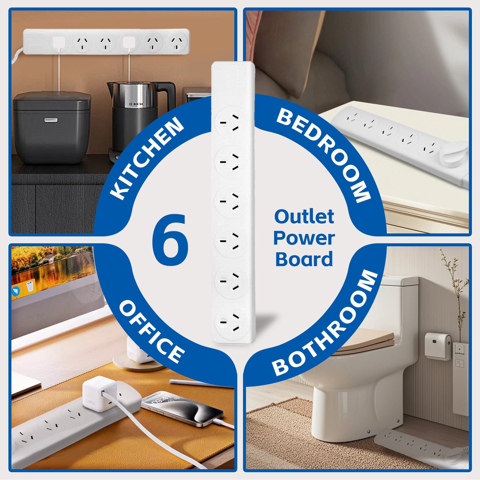 plugd Electrical 6 Outlet Power Board With 【Surge Protectionã€?M Lead Cable