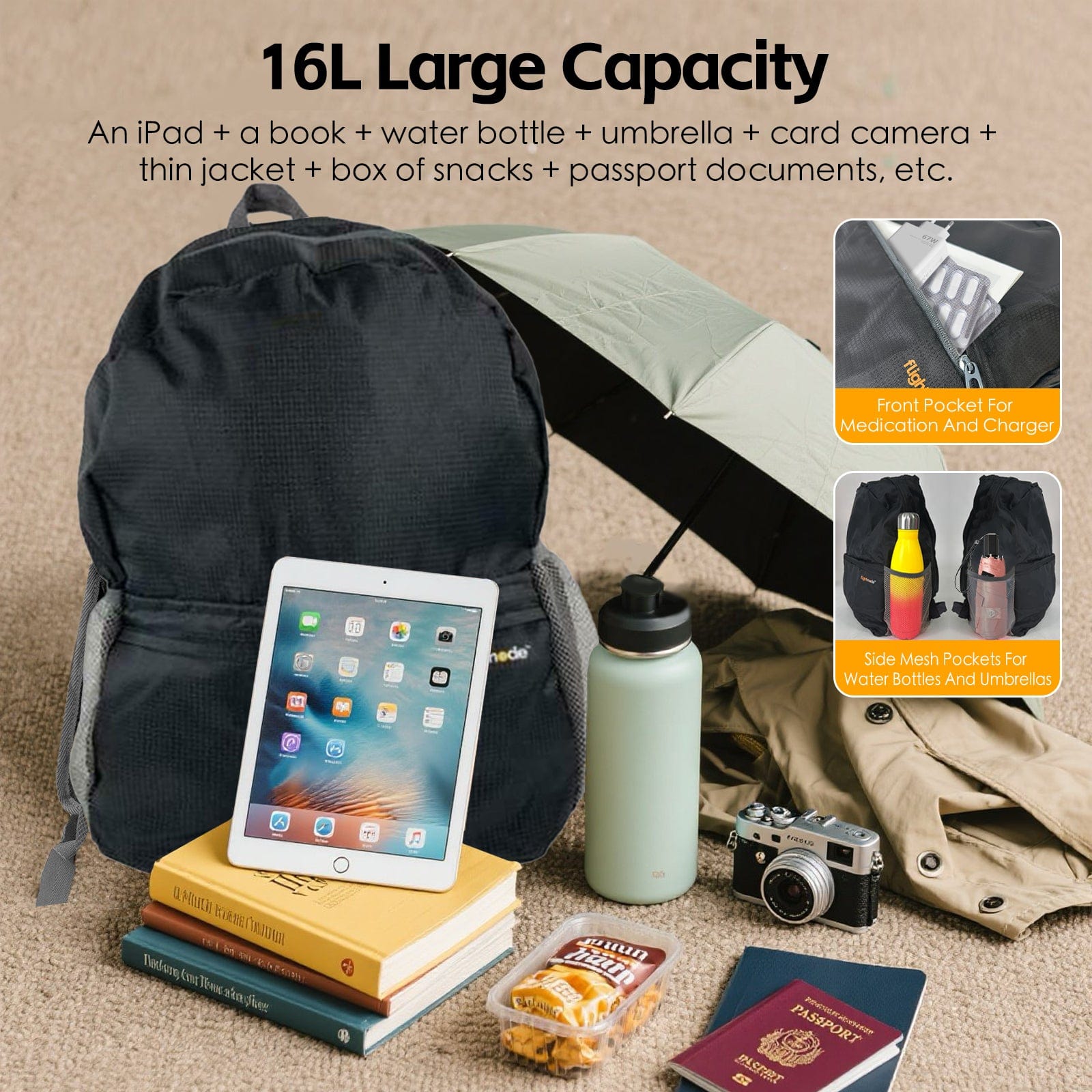 Flightmode 16L Travel Foldable Lightweight Backpack/Daypack