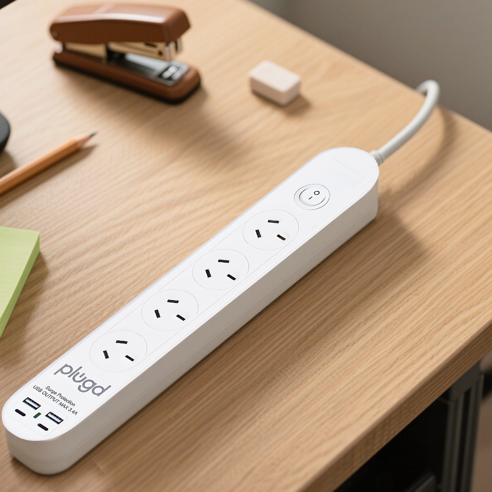 plugd powerboard Plugd 2 USB A + 2 USB C 240V 10A Powerboard with 【Surge Protection】