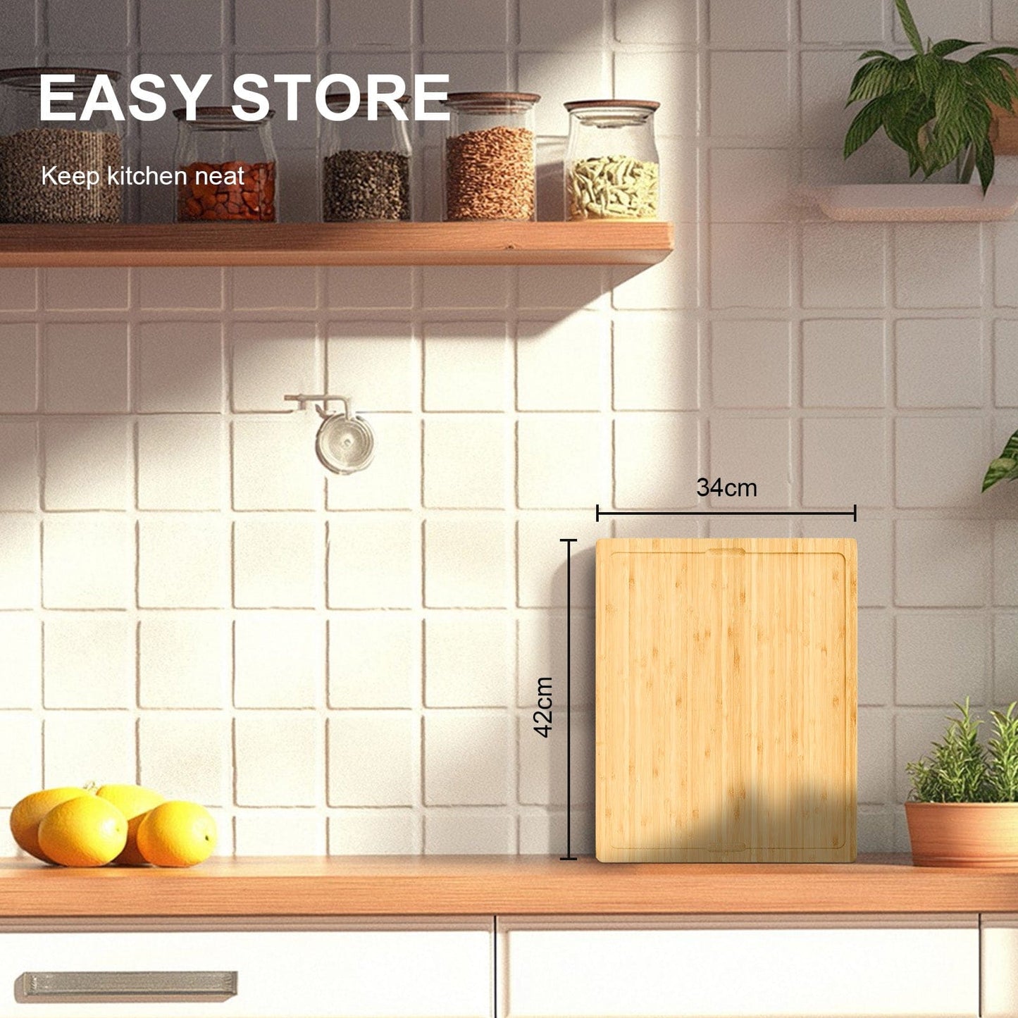 Living Today chopping board Bamboo Chopping Board with set of 5 Color-Coded Flexible Cutting Mats