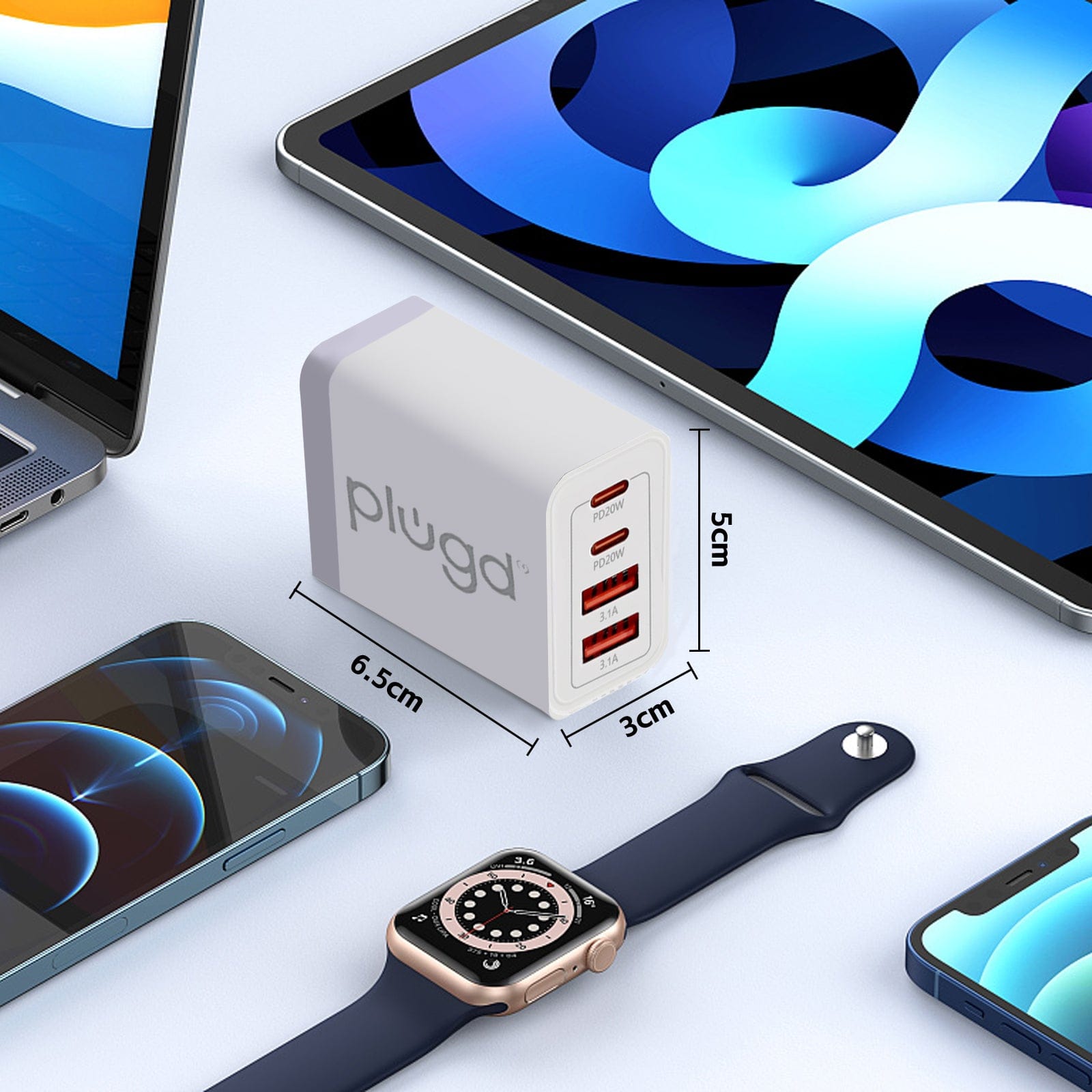 plugd USB charger 4 PORT  WALL CHARGER USB C+USB A