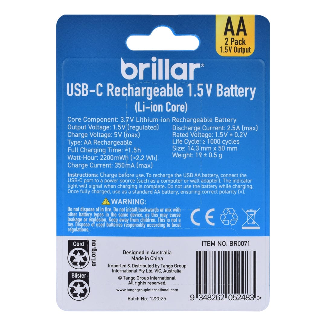 Living Today 2 PCS AA USB Rechargeable LI-ION Battery