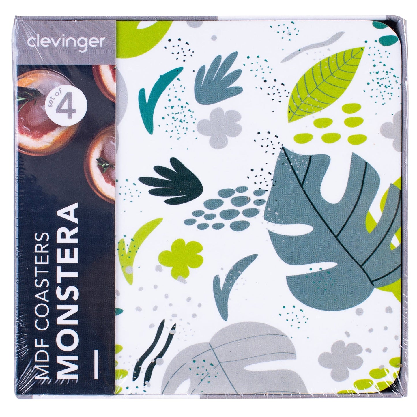 Clevinger dining coster Clevinger Set of 4 MDF Monstera Coasters