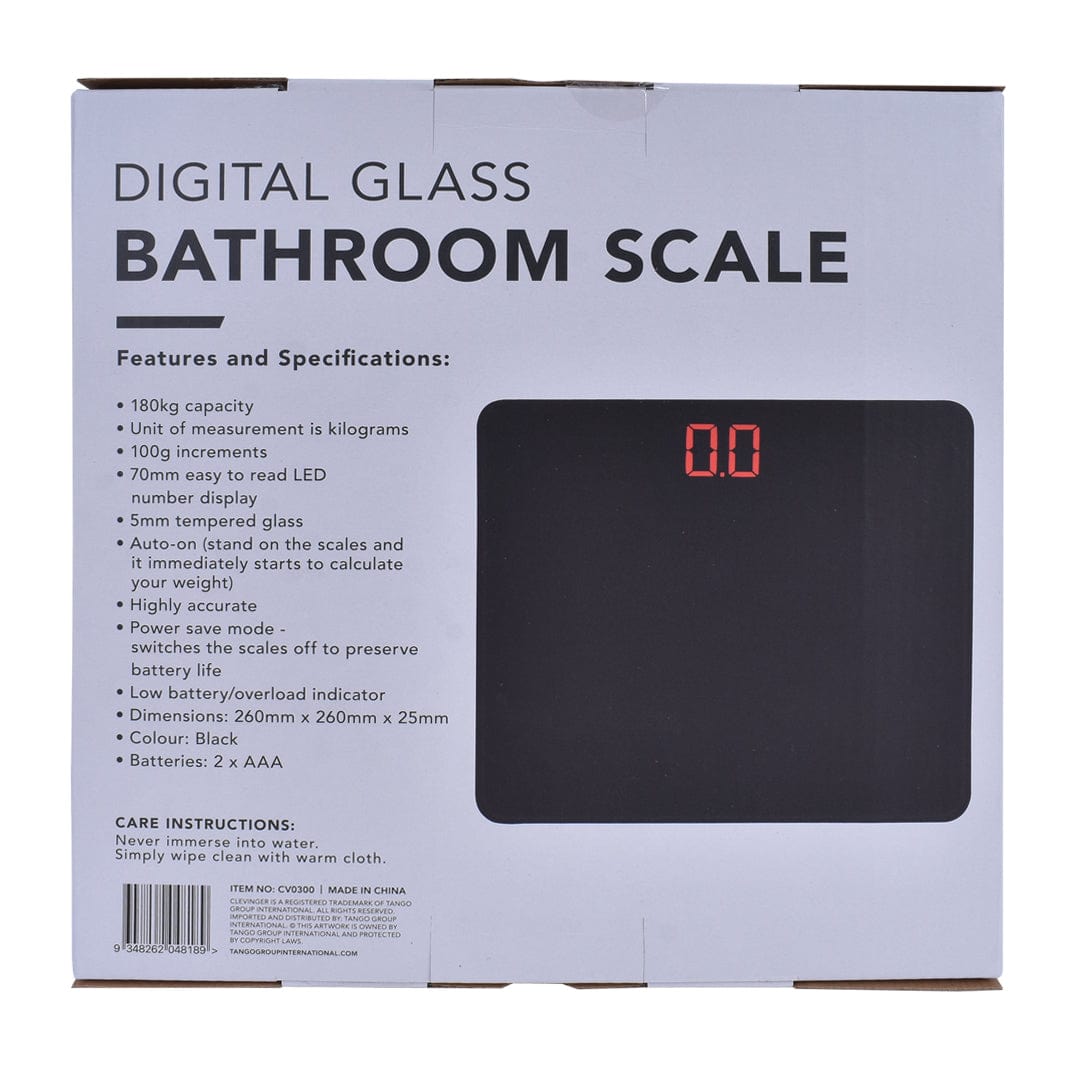 Clevinger weight scale Clevinger Digital Glass Bathroom Scale Max Capacity 180KG