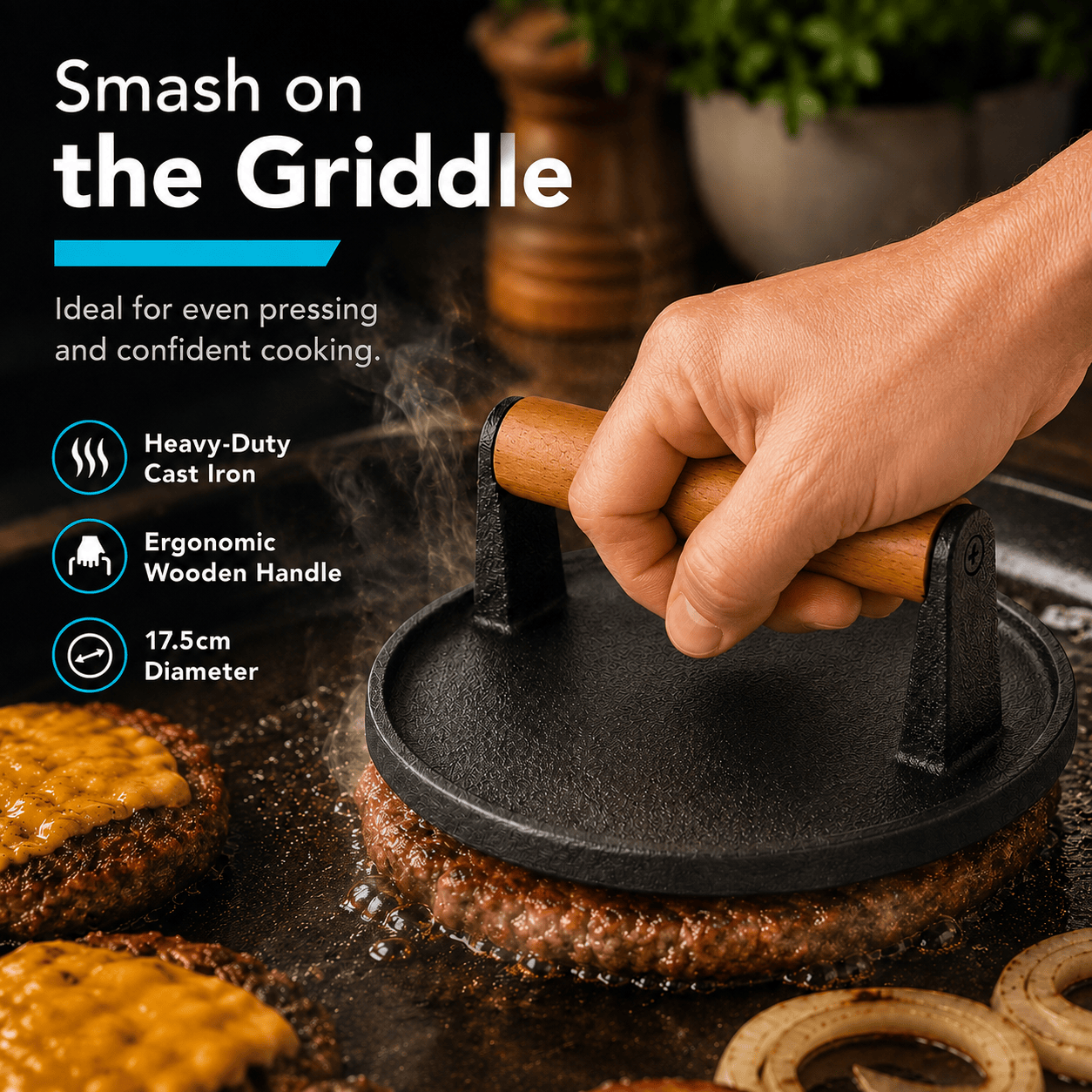 Living Today Cast Iron Burger Press