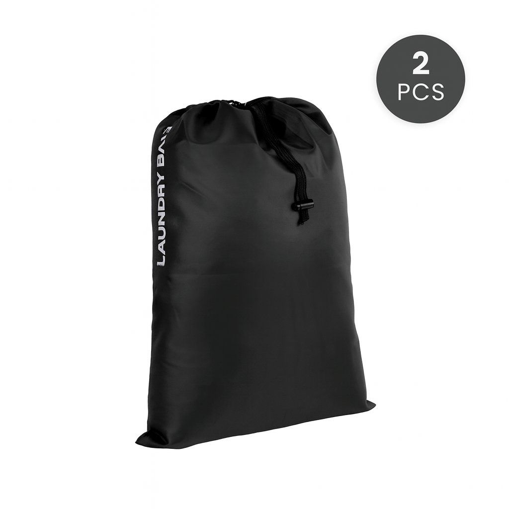 Flightmode 2 Pcs Travel Laundry Bag Drawstring Water Resistant Sports Gym Clothes Organiser