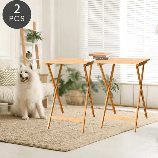 Living Today Furniture 2 Pcs Laptop Dinner Tables - Bamboo Folding Tray & Snack Table