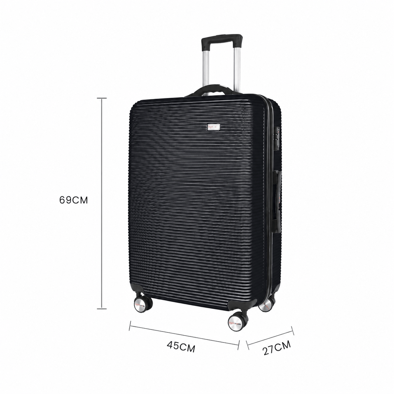 Flightmode 28" Digital Weighing Scale and USB Charging Port Lightweight Luggage Suitcase Black