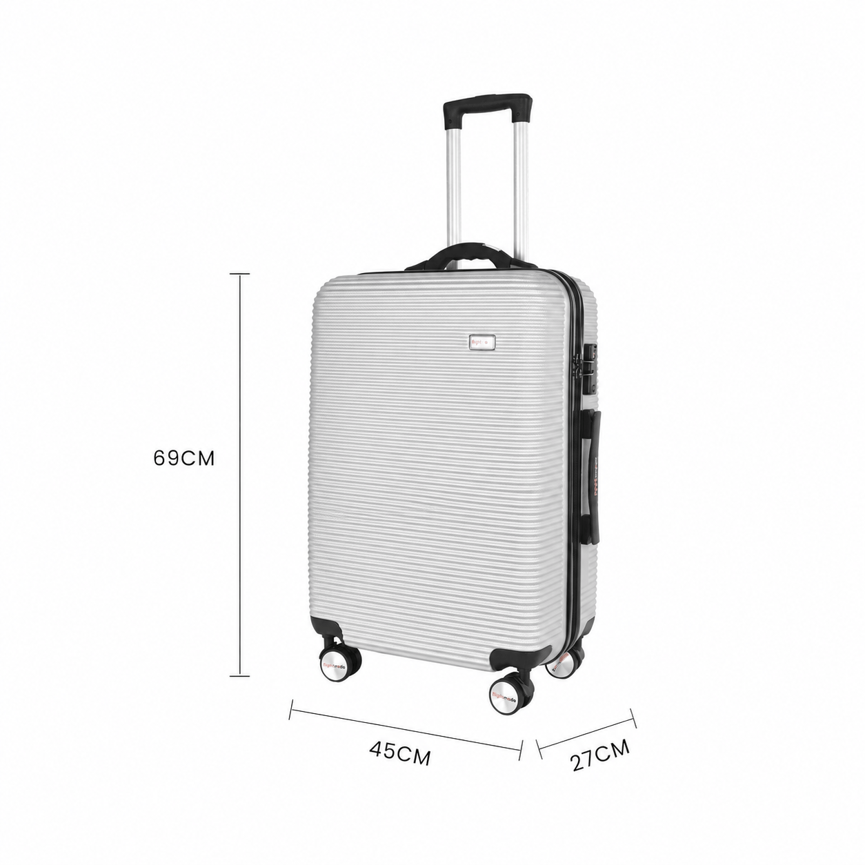 Flightmode 28" Digital Weighing Scale and USB Charging Port Lightweight Luggage Suitcase Silver