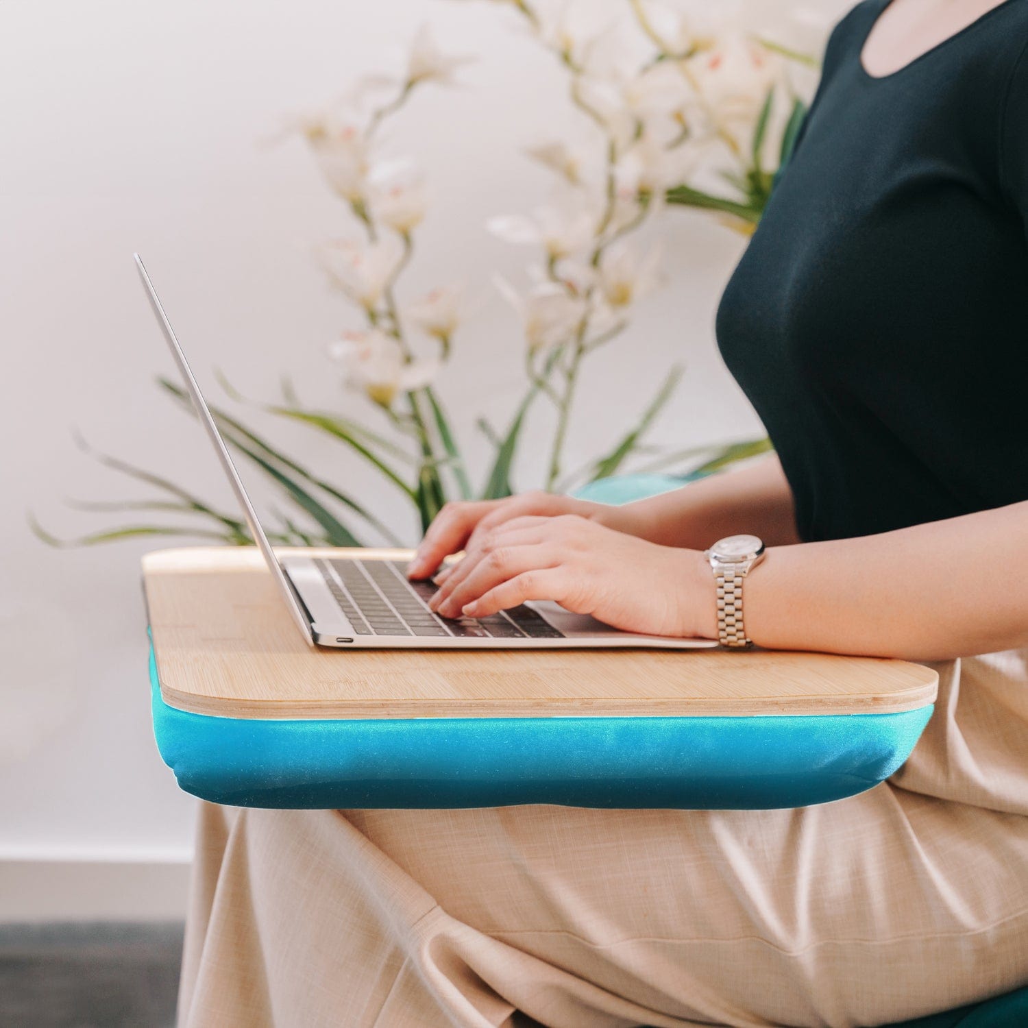 Living Today Office Furniture Portable Bamboo Laptop PC Table Lap Tray Workstation - Blue