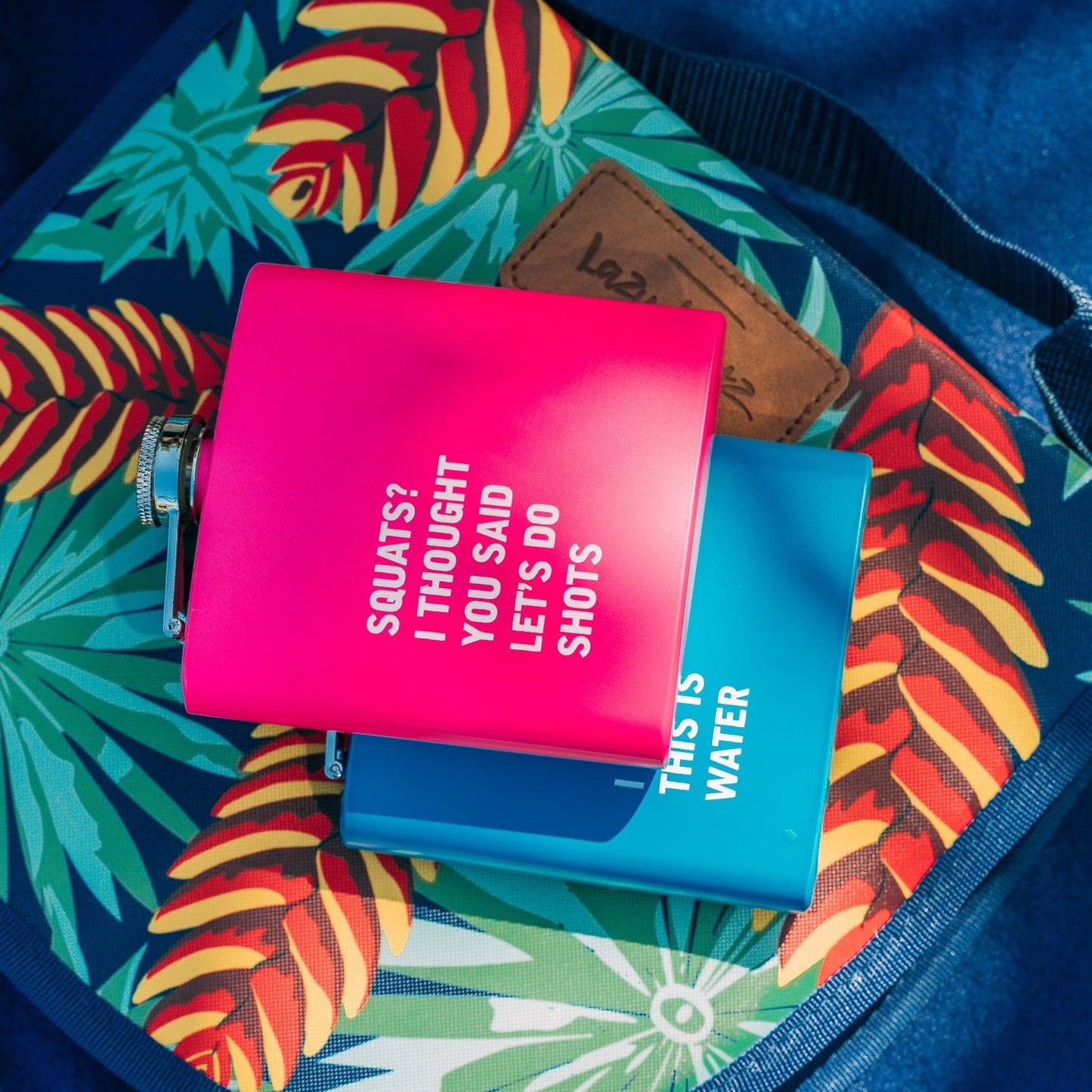 Lazy Dayz Drinkware 2 Pcs 175ml Stainless Steel Hip Flask w Funny Quotes