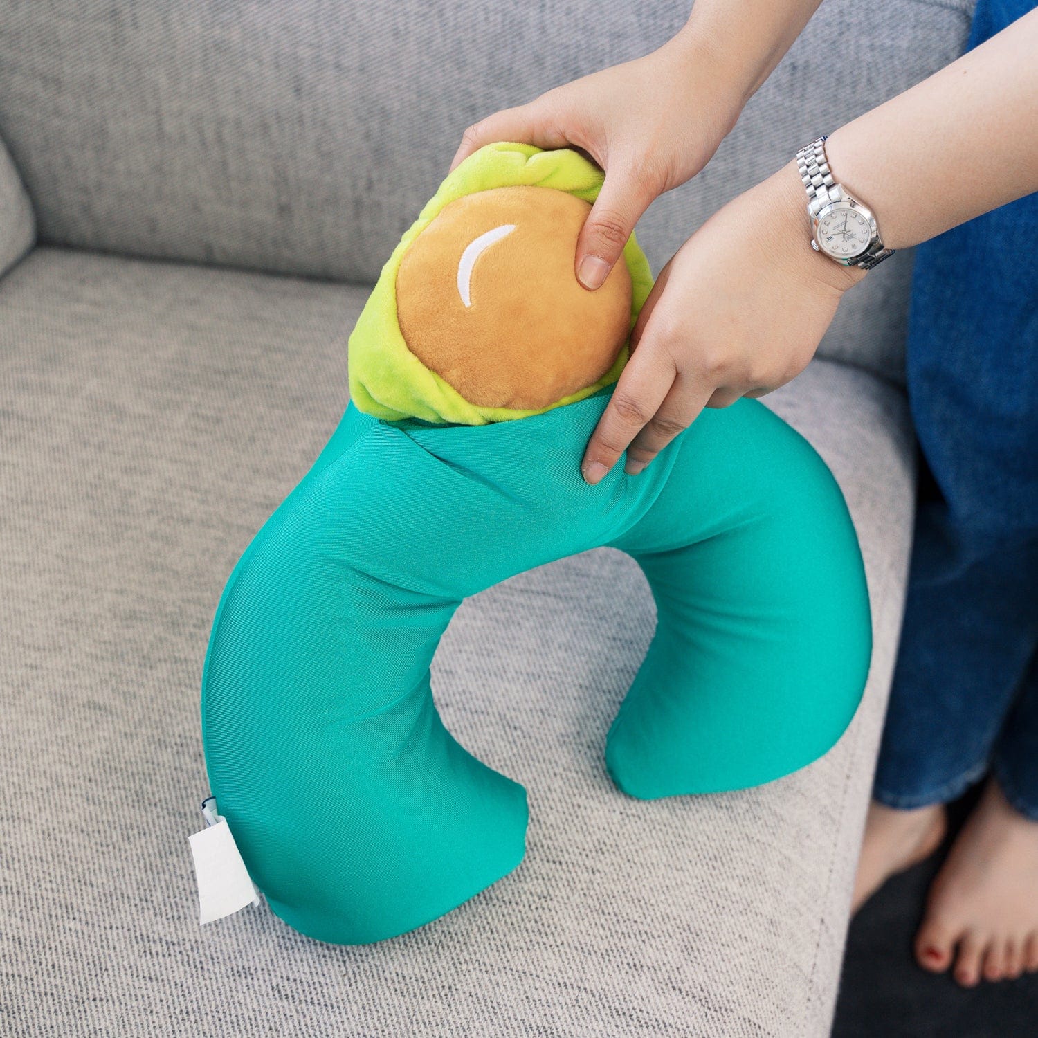 Lazy Dayz 2 Ways Reversible Microfibre Travel Pillow-Avocado/Watermelon