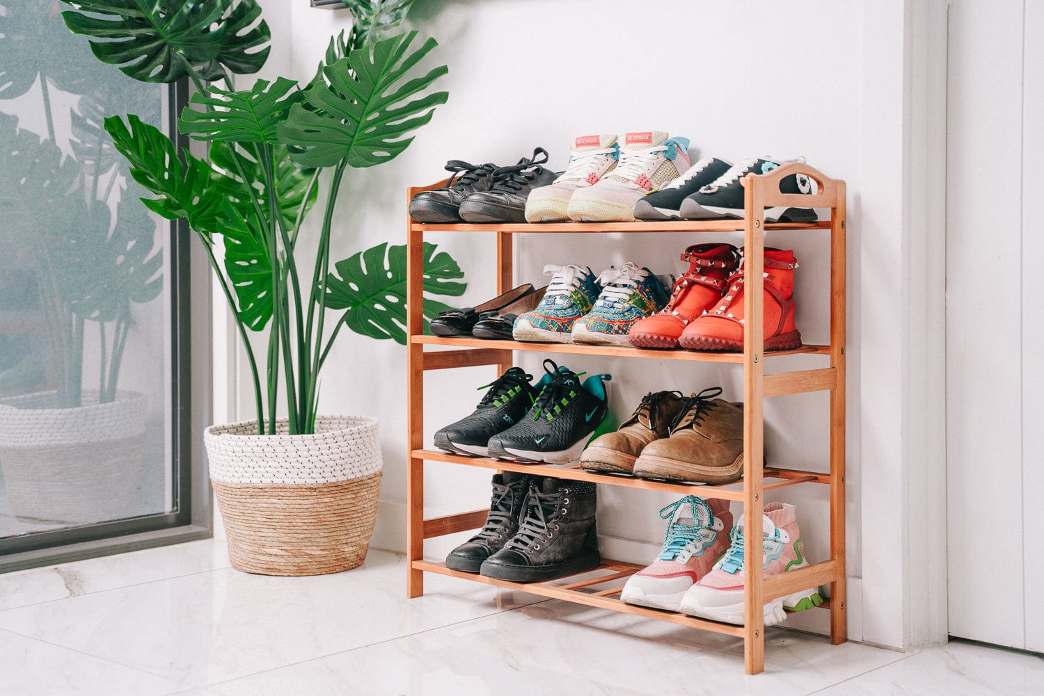 Living Today Shoe Racks & Organizers Bamboo Storage Shoe Rack & Organiser 4 Tiers Layers