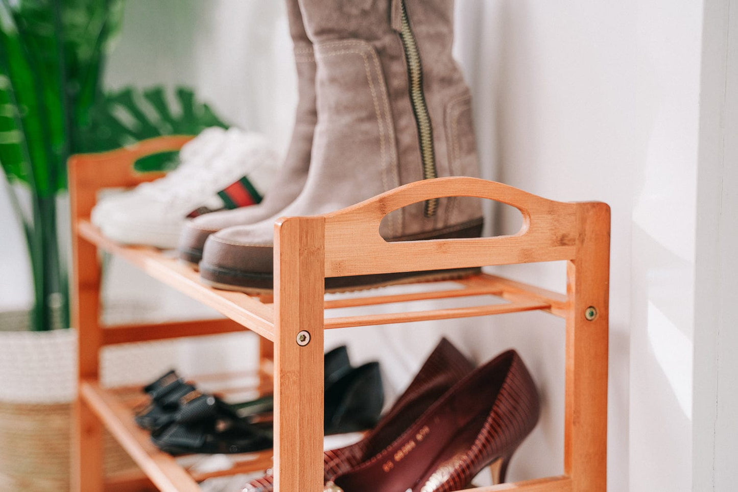 Living Today Shoe Racks & Organizers Bamboo 3 Tiers Layers  Storage Shoe Rack & Organiser