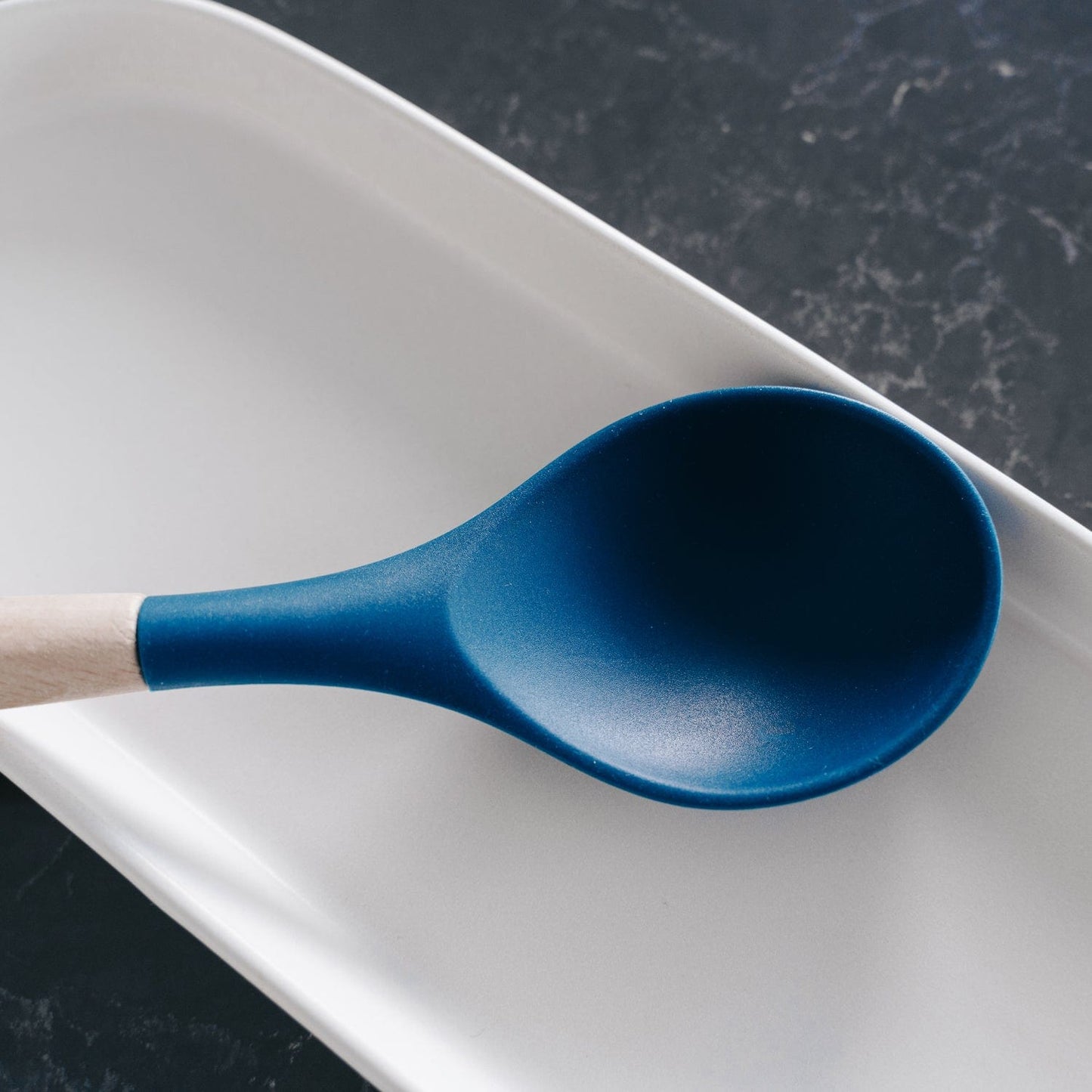 Clevinger Kitchen Beechwood & Silicone Kitchen Cooking Utensils Set - Turner/Spoon/Slotted Turner  - Navy