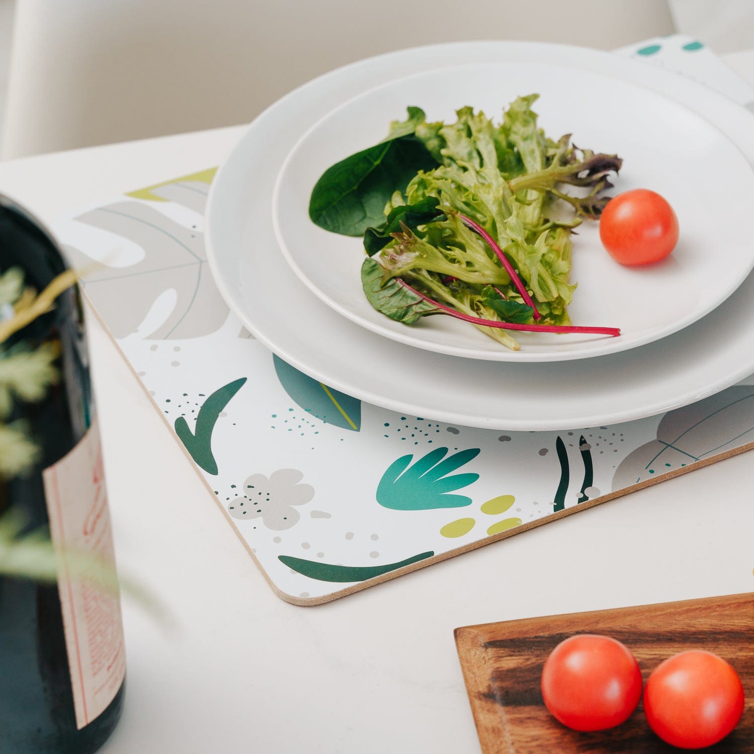 Clevinger dining placemat Clevinger 8 pcs MDF Placemats and Coasters Monstera