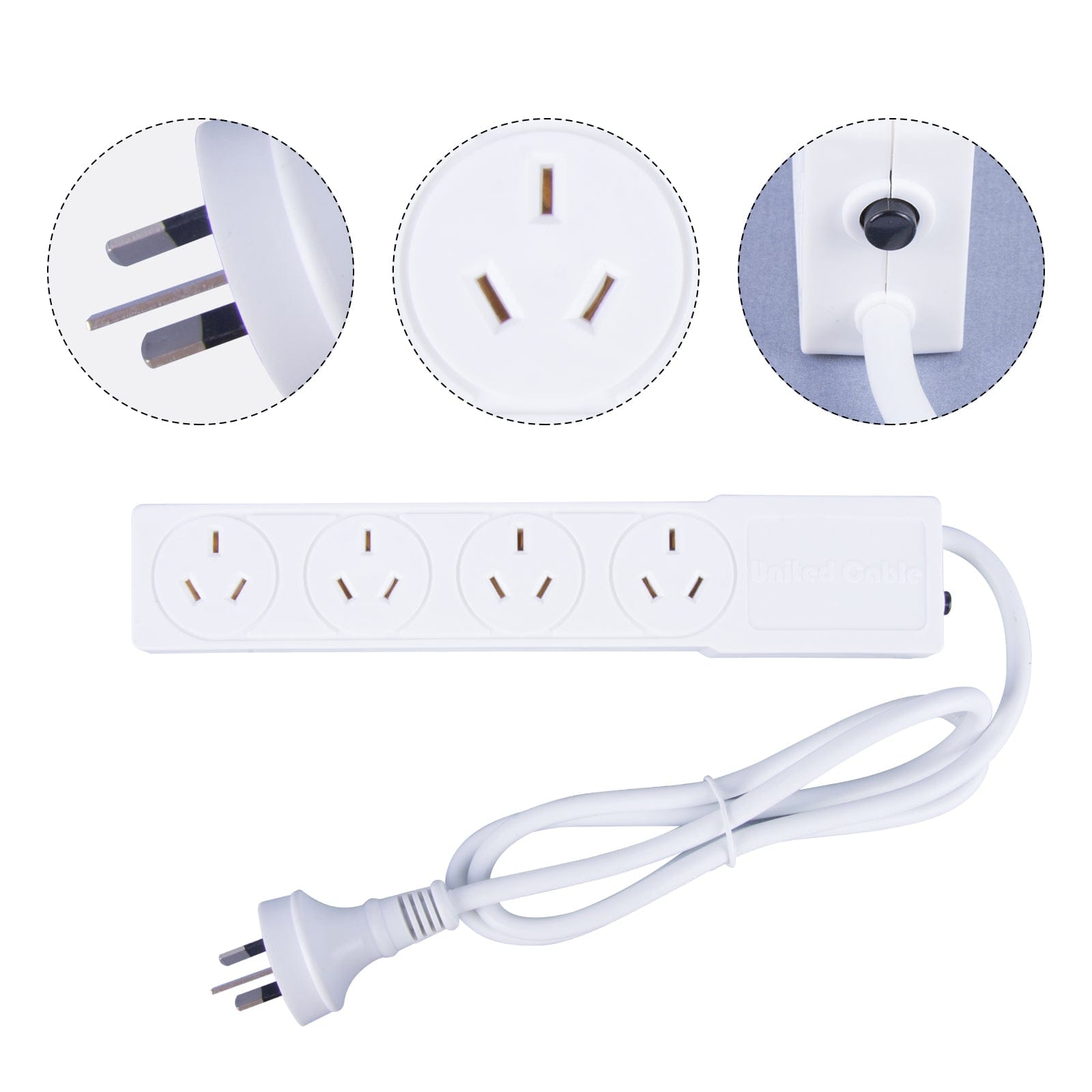 plugd Extension Cords 4 Outlet Powerboard with 1 Meter Lead