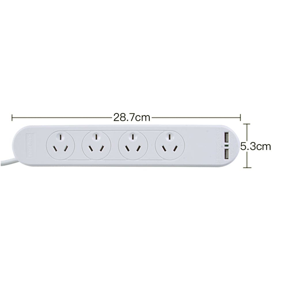 plugd Extension Cords 4 Outlet Powerboard With Surge Protection and Dual USB Charger