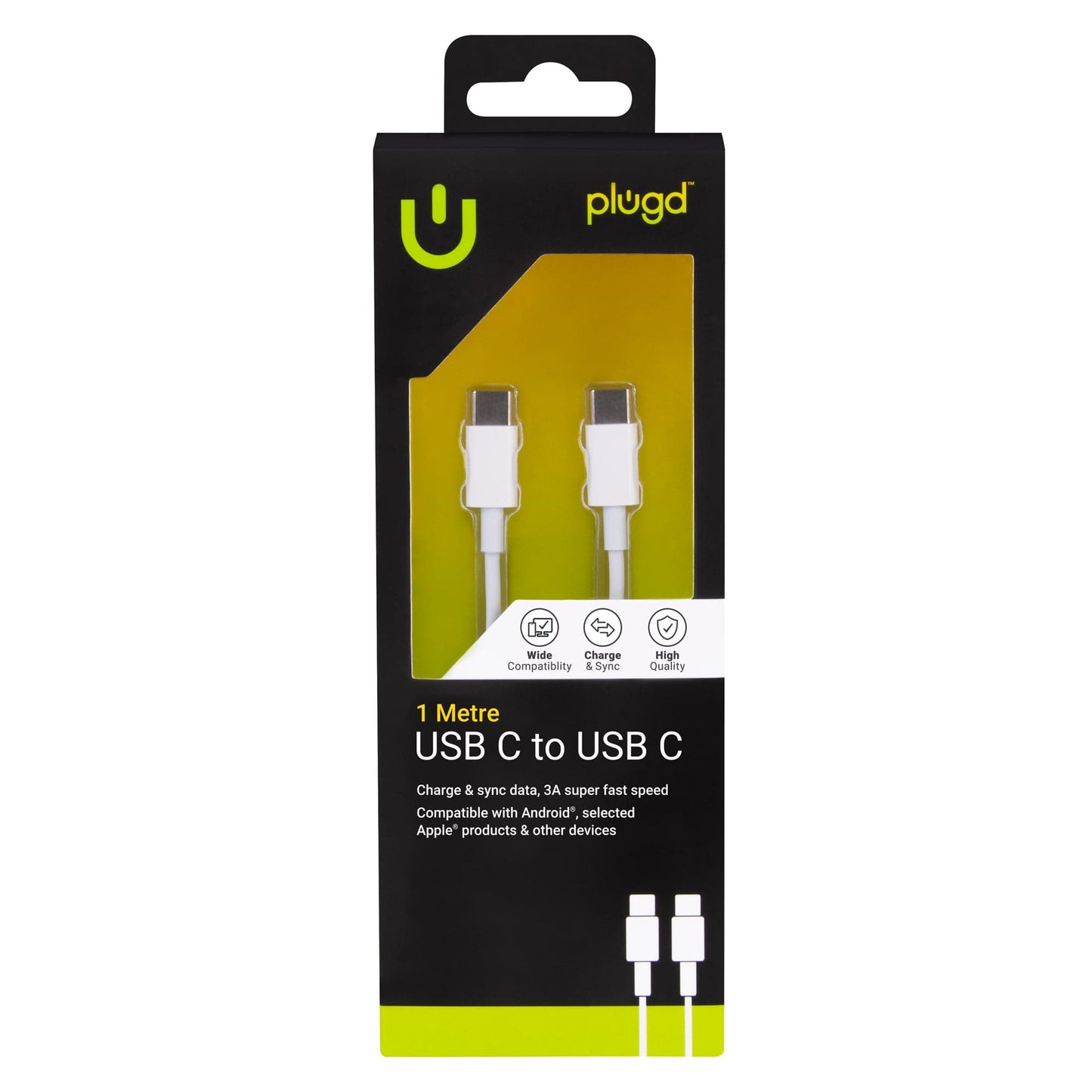 plugd charging cable lightning 1M USB C to USB C Charge & Sync Cable