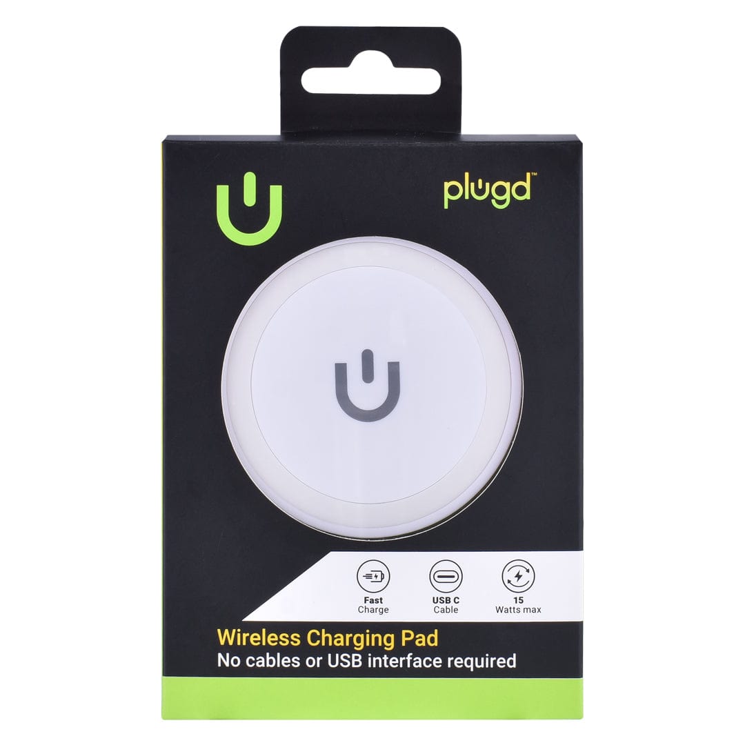 plugd Car USB charger PLUGD 15W USB-C Qi Wireless Charging Pad for iPhone & Android Phones