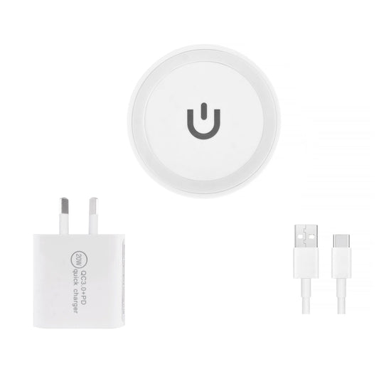 plugd Car USB charger 20W USB C & USB A Fast Charging Wall Charger + 15W Qi Wireless Charging Pad