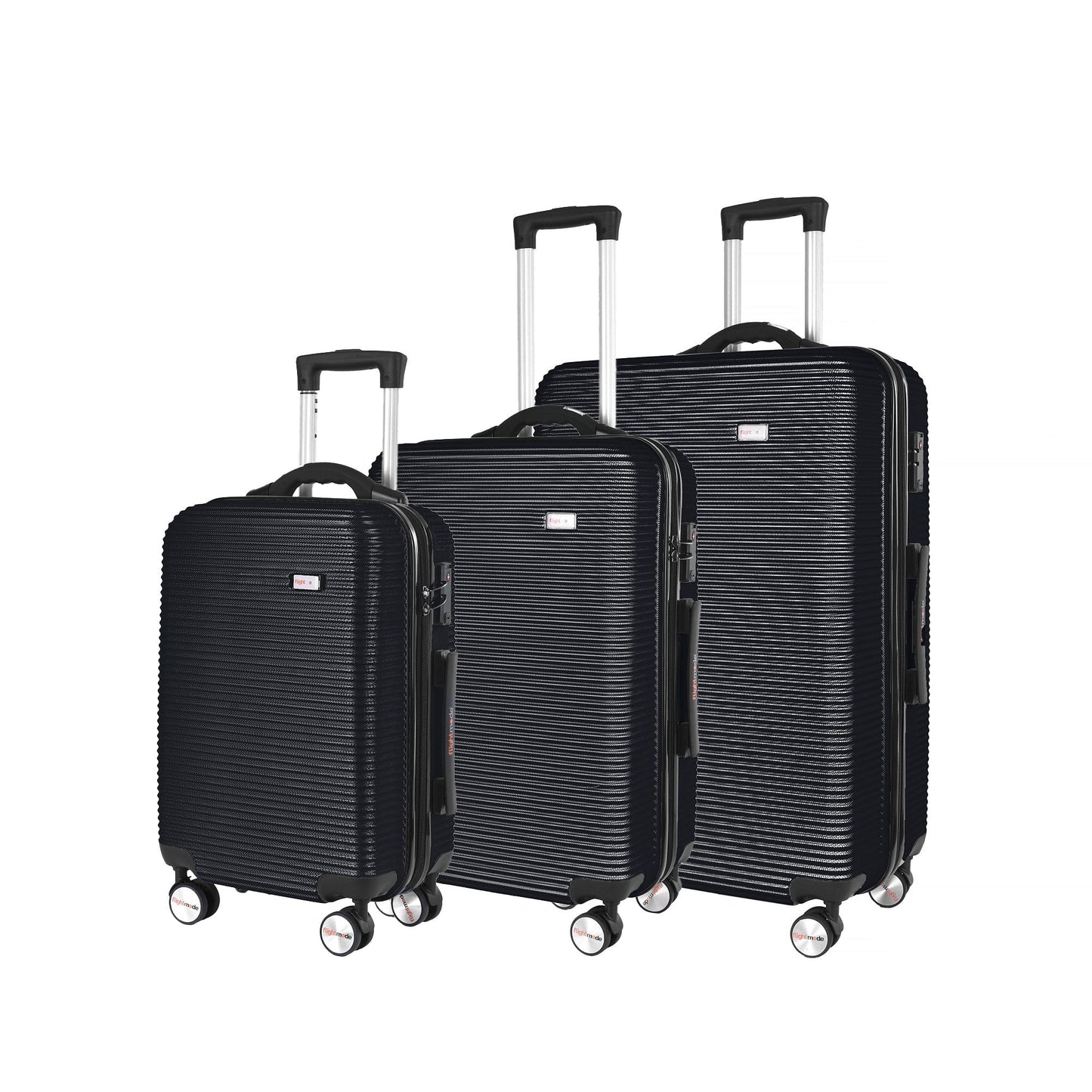 Flightmode 3 pcs 20"/24"/28" Digital Weighing Scale and USB Charging Port Lightweight Luggage Suitcase Black