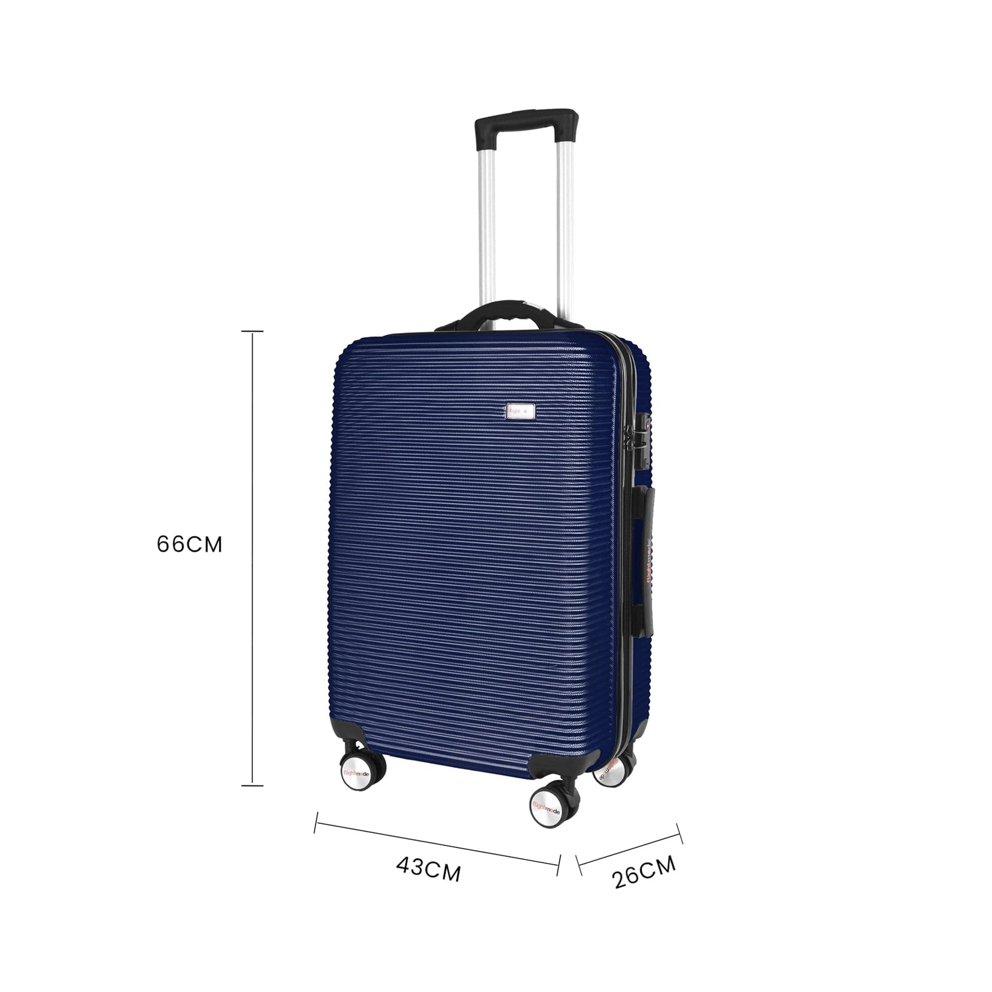 Flightmode 3 pcs 20"/24"/28" Digital Weighing Scale and USB Charging Port Lightweight Luggage Suitcase Blue